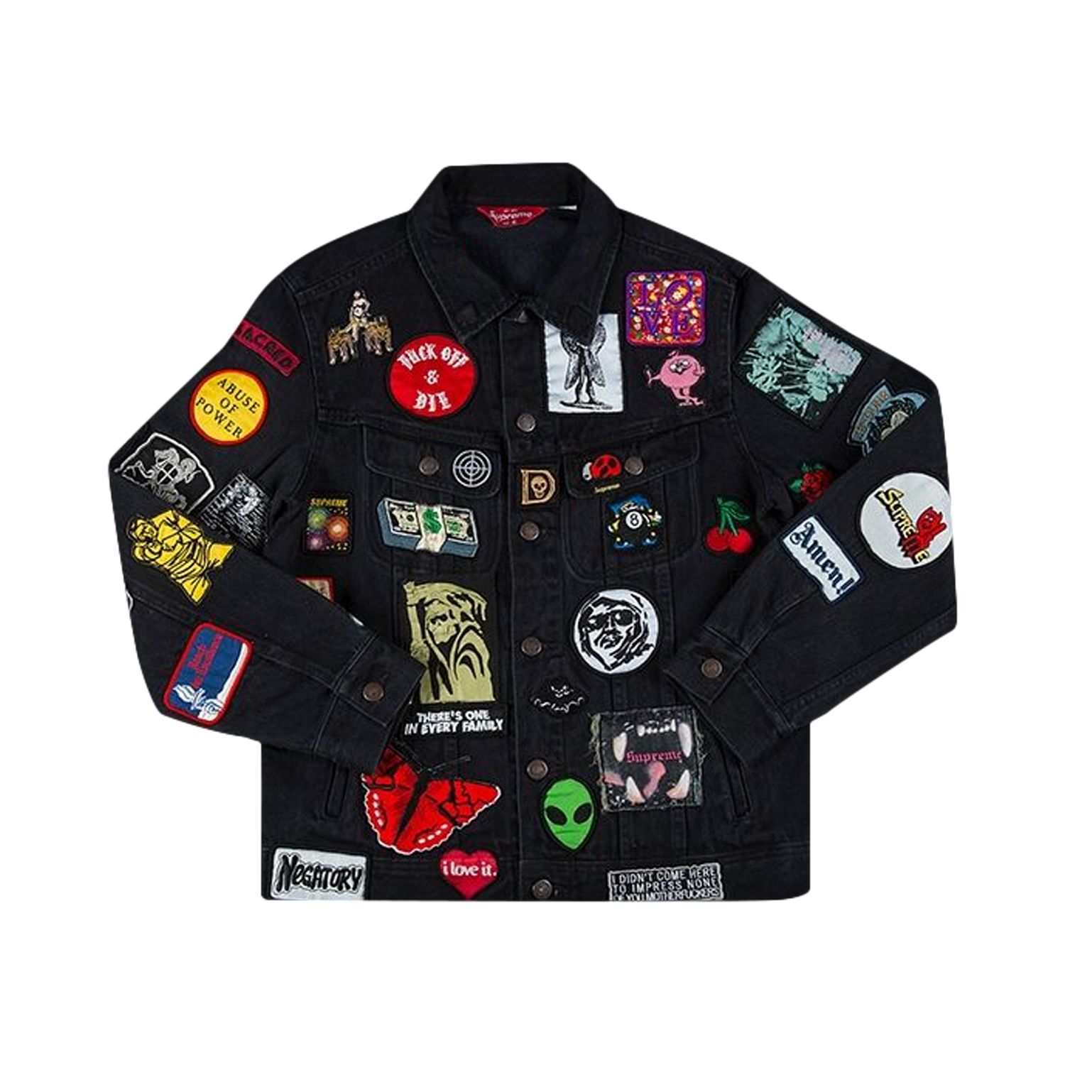 Supreme Patches Denim Trucker Jacket 'Black' | Men's Size M
