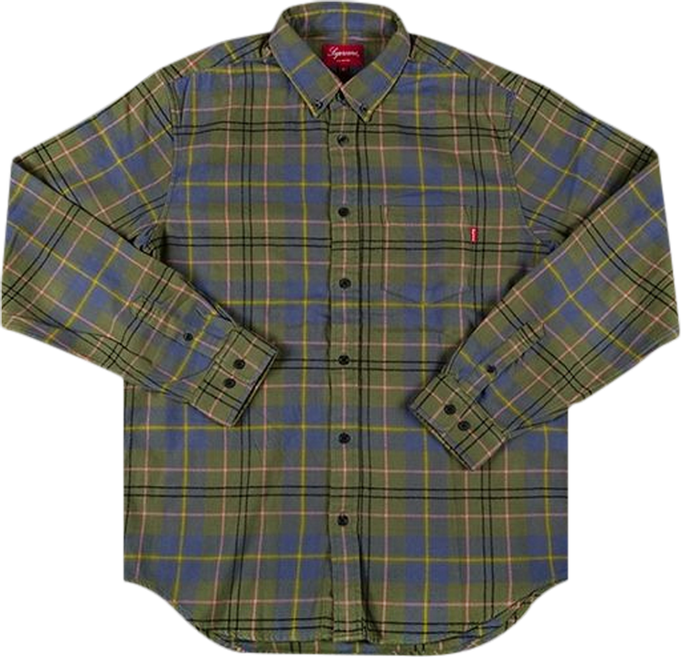 Buy Supreme Tartan Plaid Flannel Shirt 'Olive' - SS18S26 OLIVE | GOAT