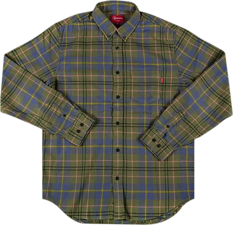 Supreme Tartan Plaid Flannel Shirt 'Olive' | GOAT