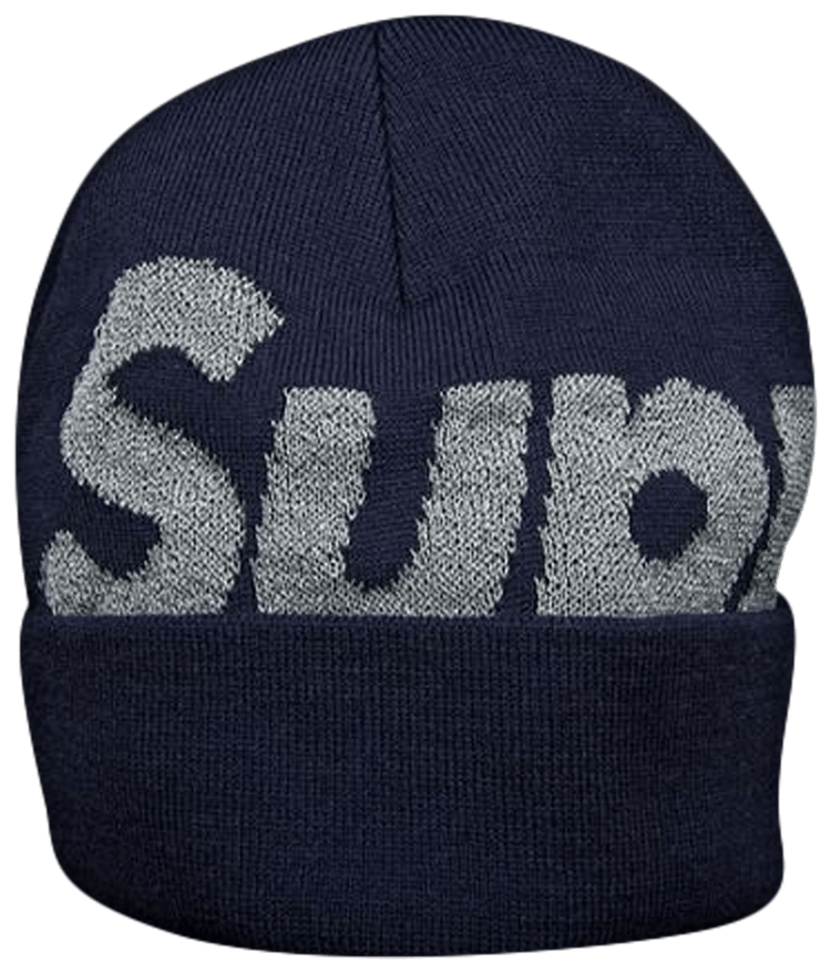 Supreme 3M Reflective Big Logo Beanie 'Navy' | GOAT