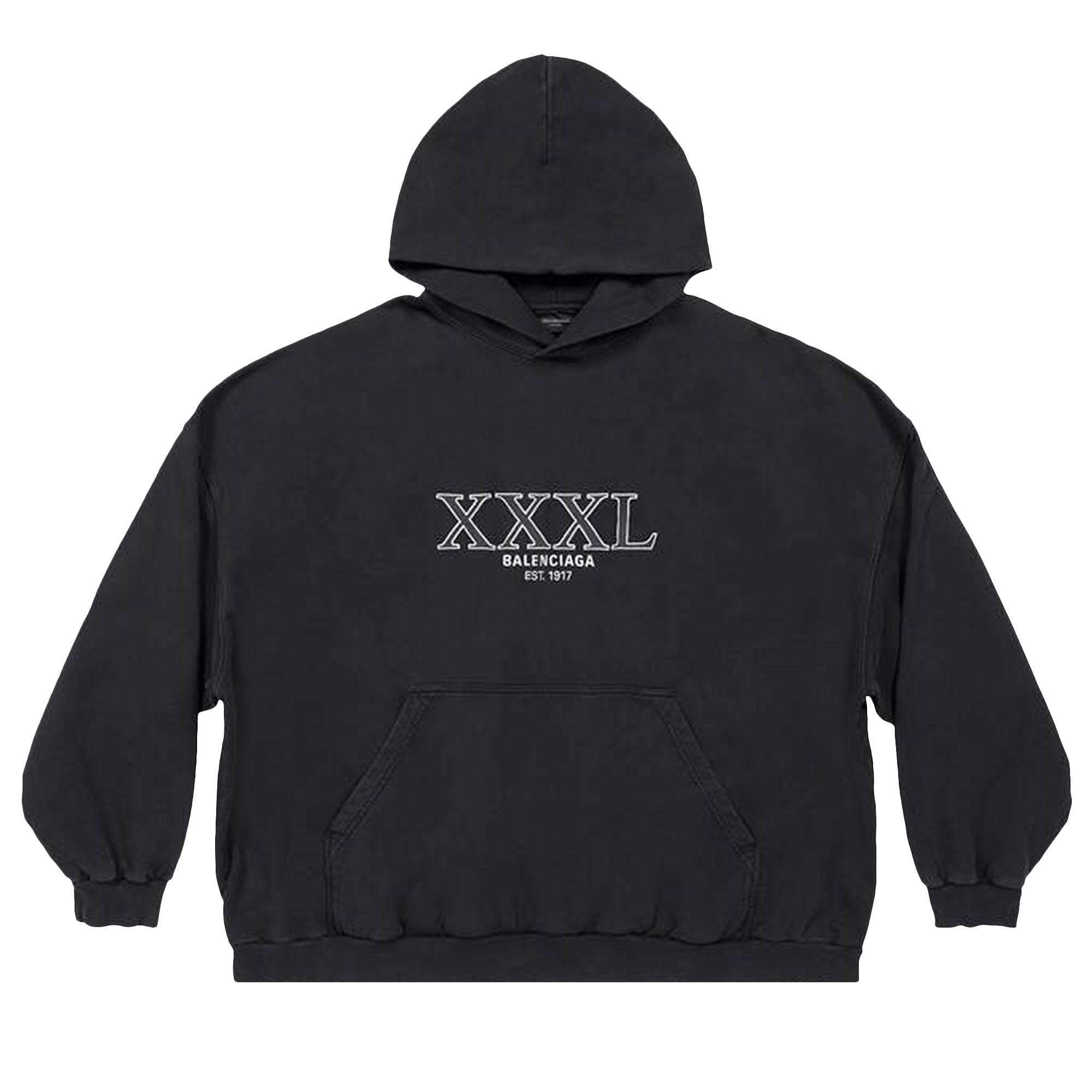Pre-owned Balenciaga Large Fit Hoodie 'black/white' | Men's Size 38