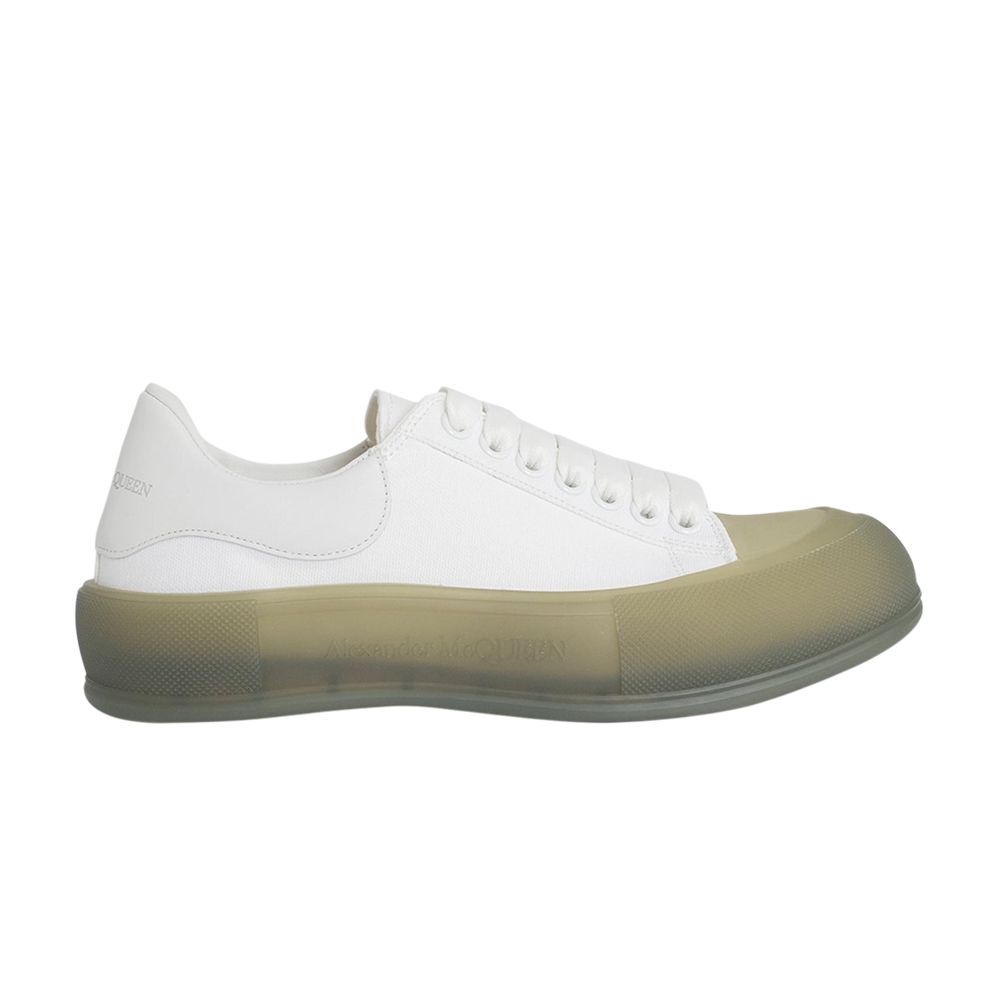 Pre-owned Alexander Mcqueen Deck Lace-up Plimsoll 'white Khaki' | Men's Size 39