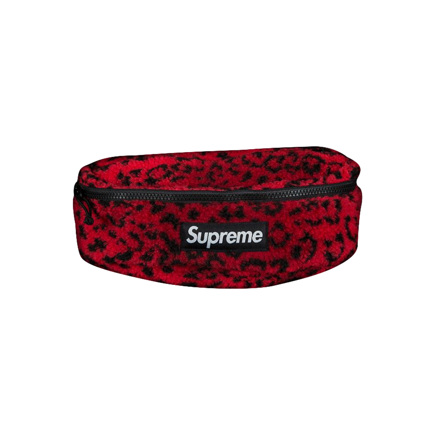 Supreme Leopard Fleece Waist Bag 'Red'