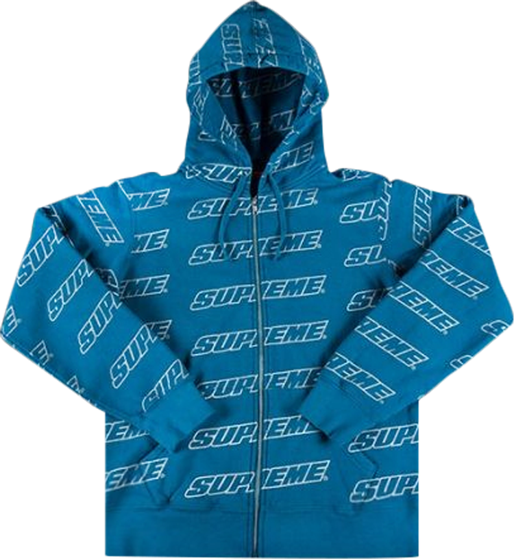 Supreme Repeat Zip Up Hooded Sweatshirt 'Aqua' | GOAT
