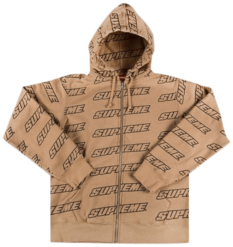 Buy Supreme Repeat Zip Up Hooded Sweatshirt Brown SS18SW54 BROWN GOAT