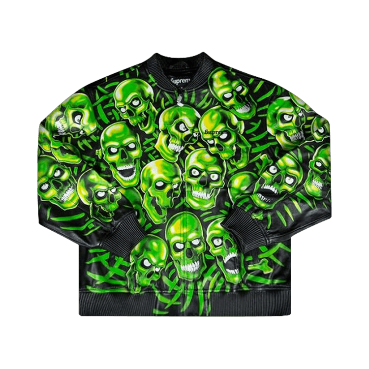 Buy Supreme Skull Pile Leather Bomber Jacket Green SS18J26 GREEN GOAT CA