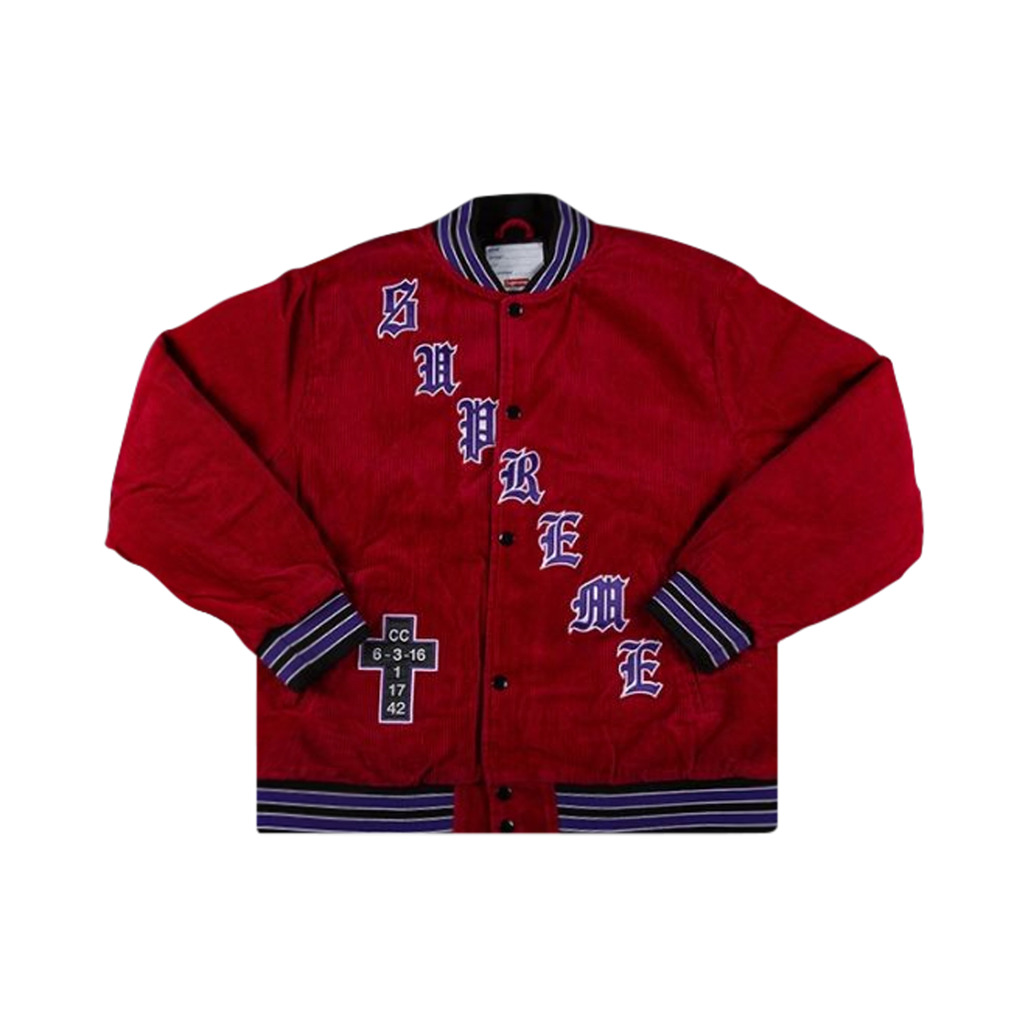 Supreme Old English Corduroy Varsity Jacket 'Red'