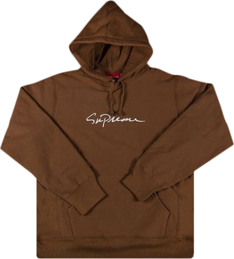 Buy Supreme Classic Script Hooded Sweatshirt 'Brown' - FW18SW25