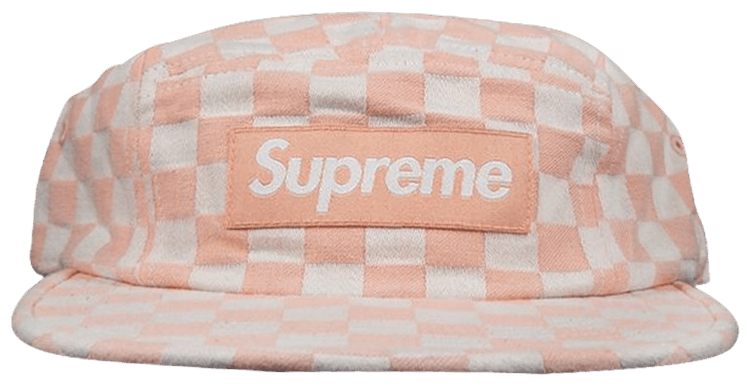 Buy Supreme Checkerboard Camp Cap 'Peach' - SS18H11 PEACH