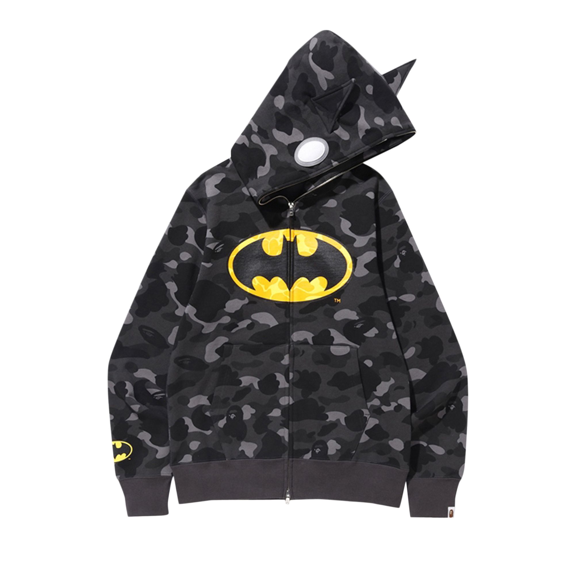 Pre-owned Bape X Dc Batman Color Camo Full Zip Hoodie #1 'black' | Men's Size L