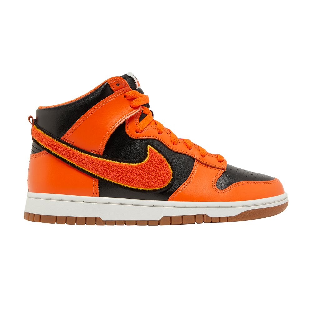 Nike Dunk High 'Chenille Swoosh - Safety Orange' | Black | Men's Size 10