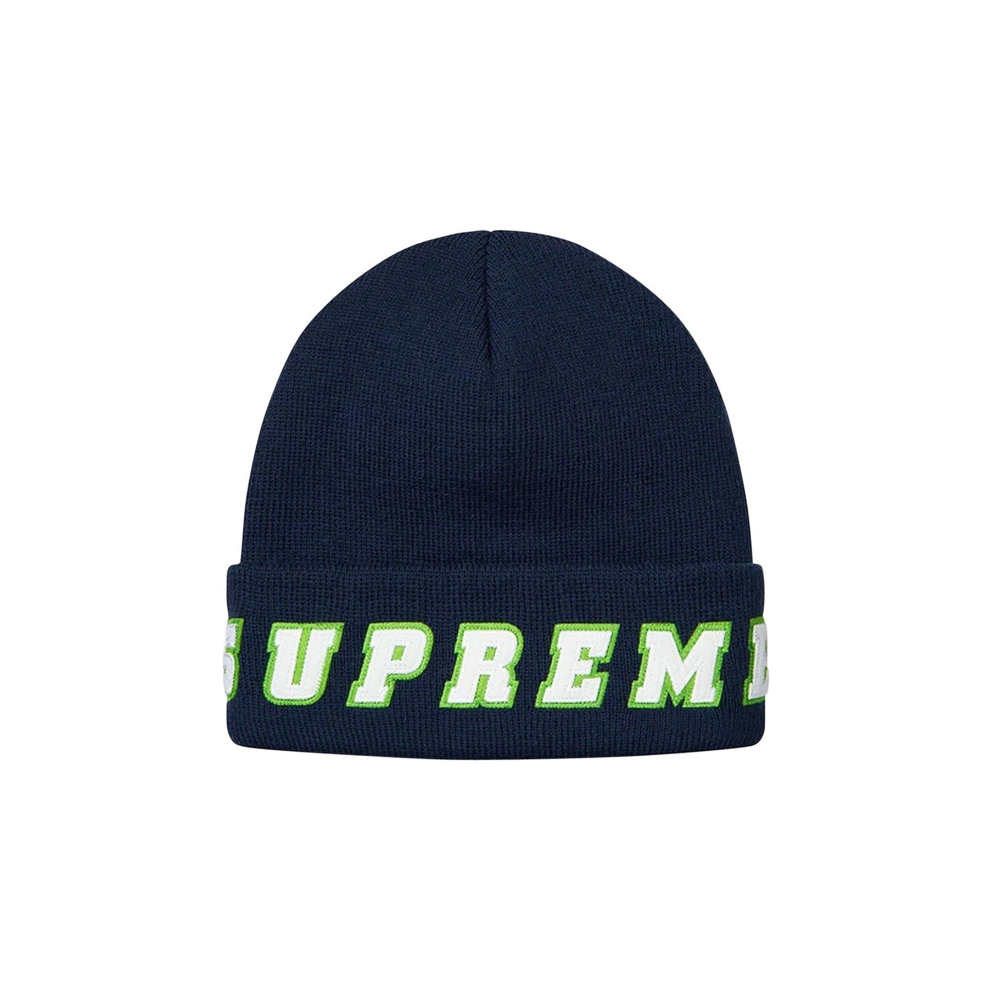 Pre-owned Supreme Felt Logo Beanie 'navy' | Blue | Men's Size Onesize