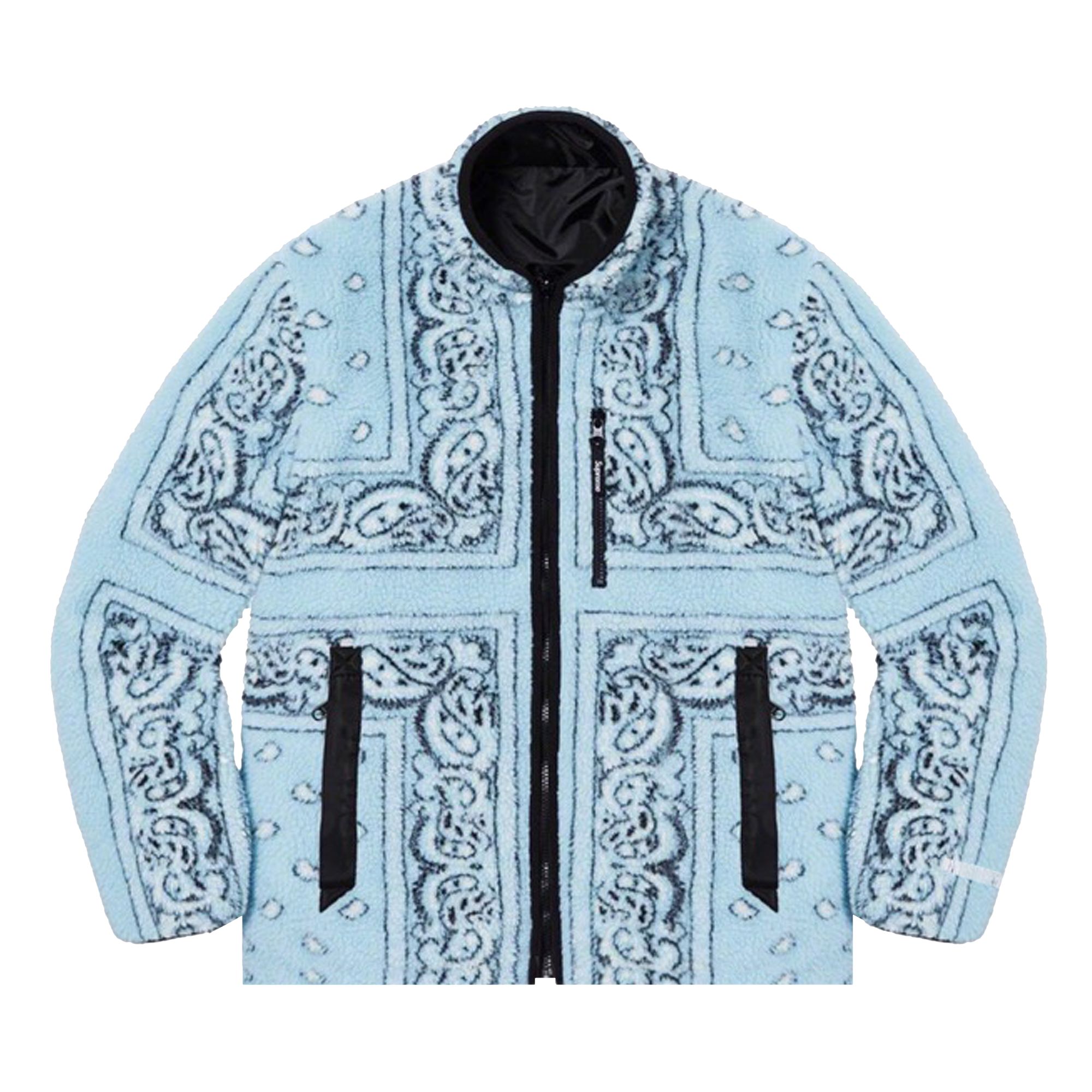 Supreme Reversible Bandana Fleece Jacket 'Light Blue' | Men's Size XL