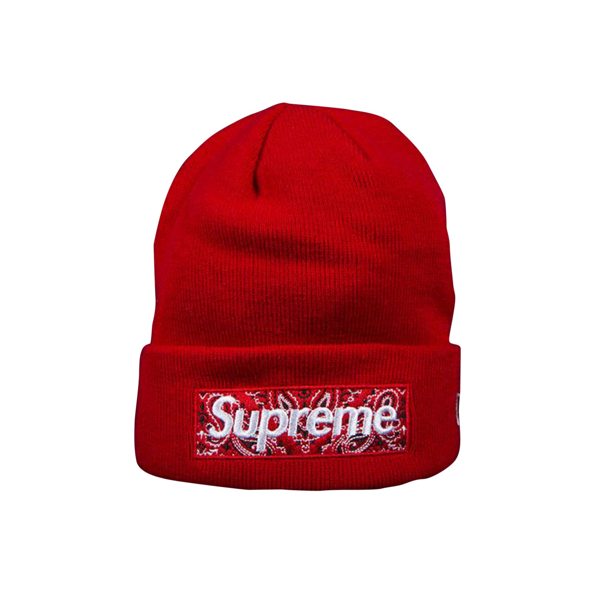 Supreme x New Era Bandana Box Logo Beanie 'Red' | Men's Size Onesize