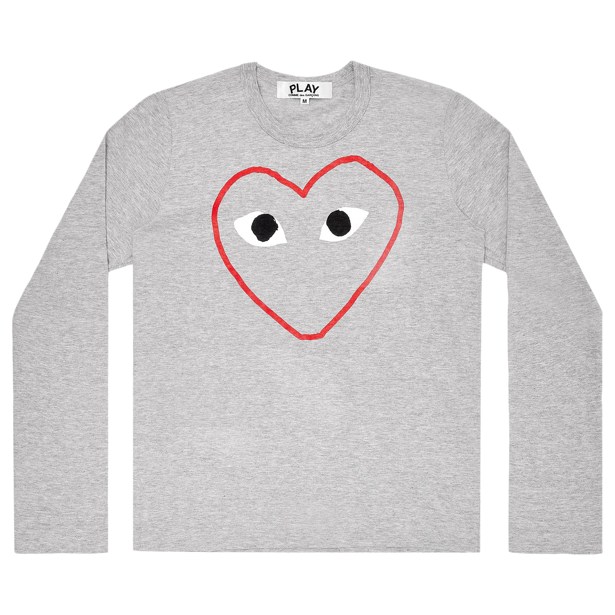Pre-owned Comme Des Garçons Play Grey Heart Logo Long-sleeve Tee 'grey'