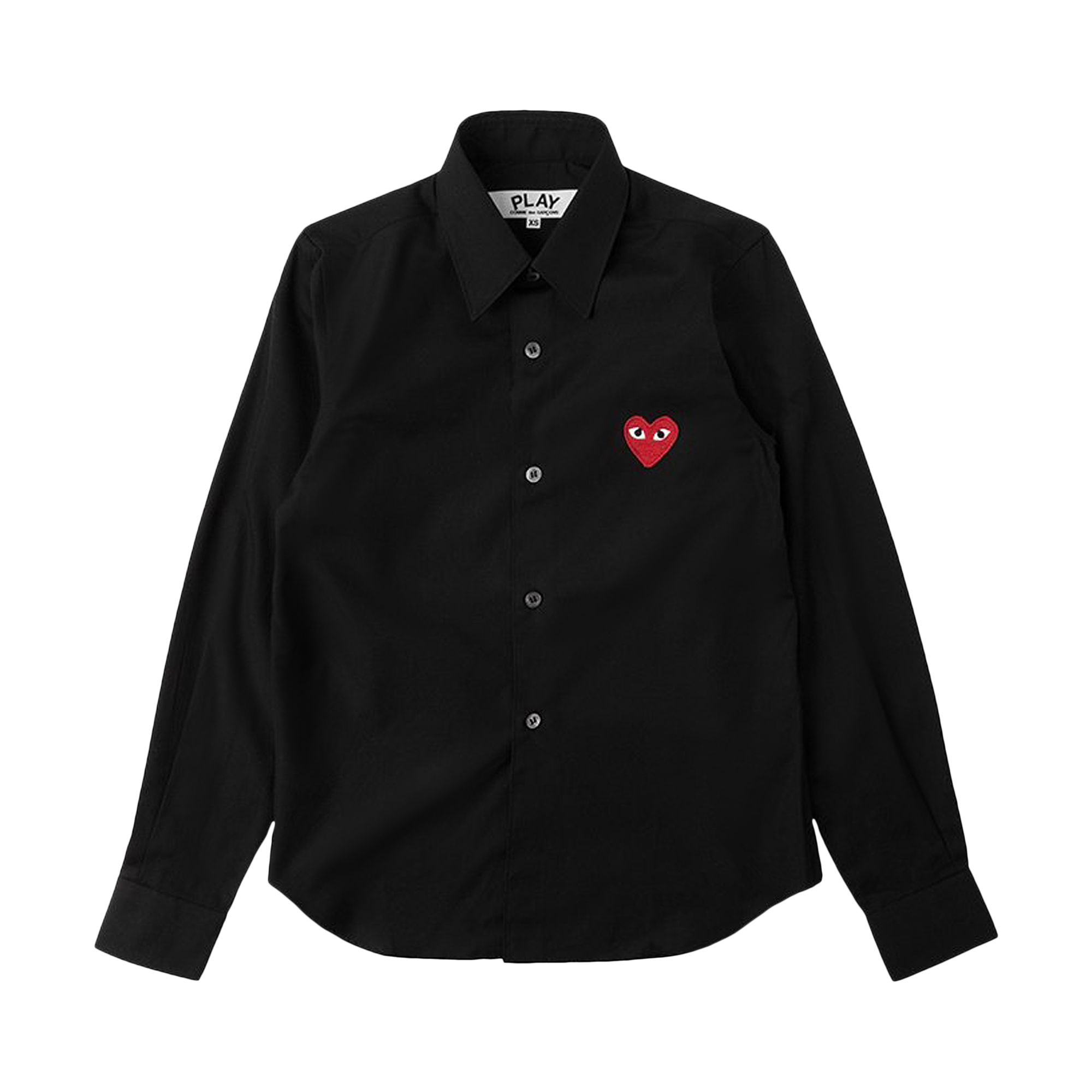 Pre-owned Comme Des Garçons Play Red Heart Button Up 'black'