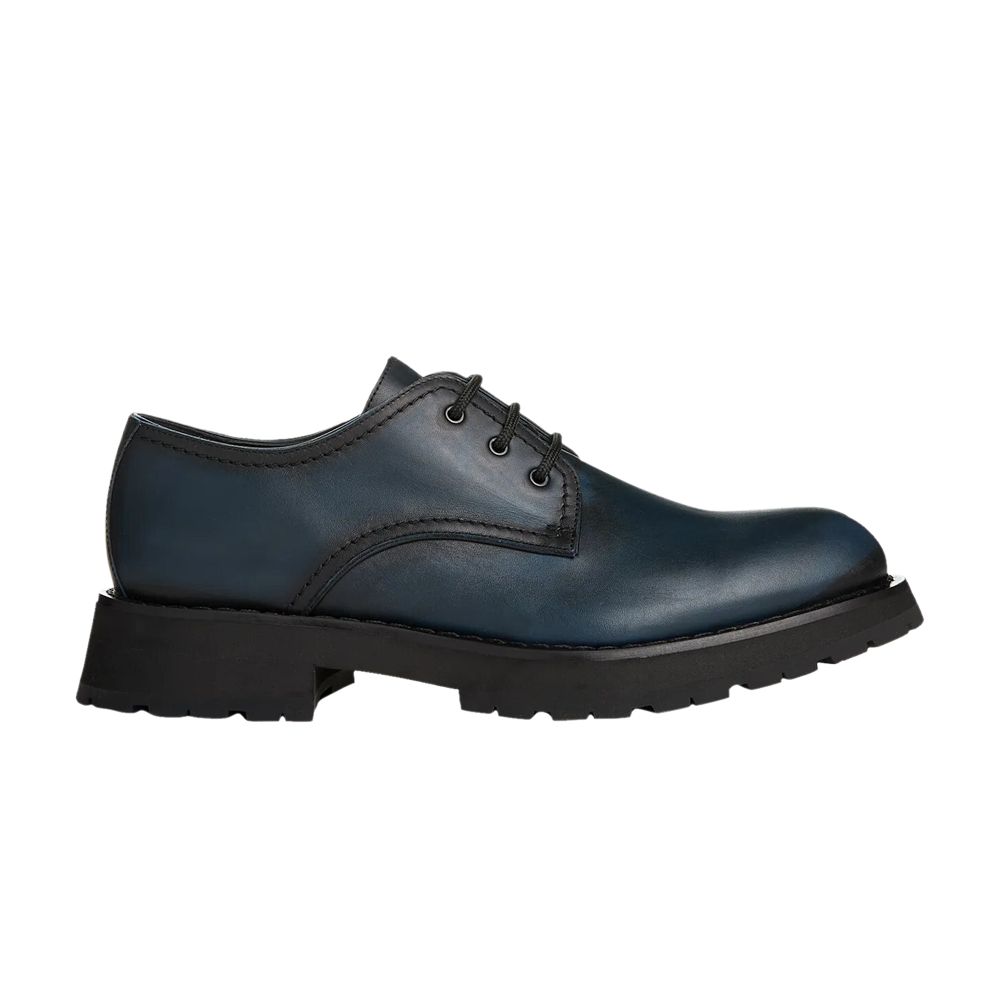 Pre-owned Alexander Mcqueen Burnished Derby Flat 'anthracite' | Blue | Men's Size 39