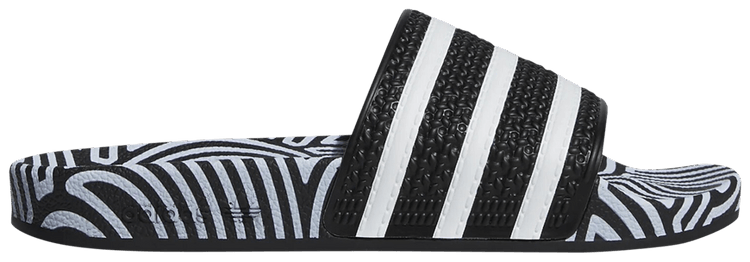 Hirocoledge x adidas Adilette Slides Takahashi Hiroko   Black White
