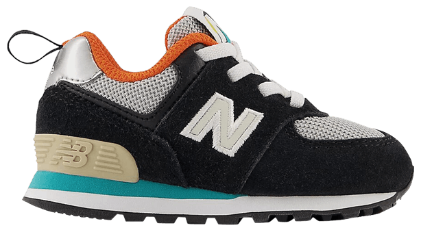 New Balance 574 Bungee Lace Toddler Wide Black Poppy