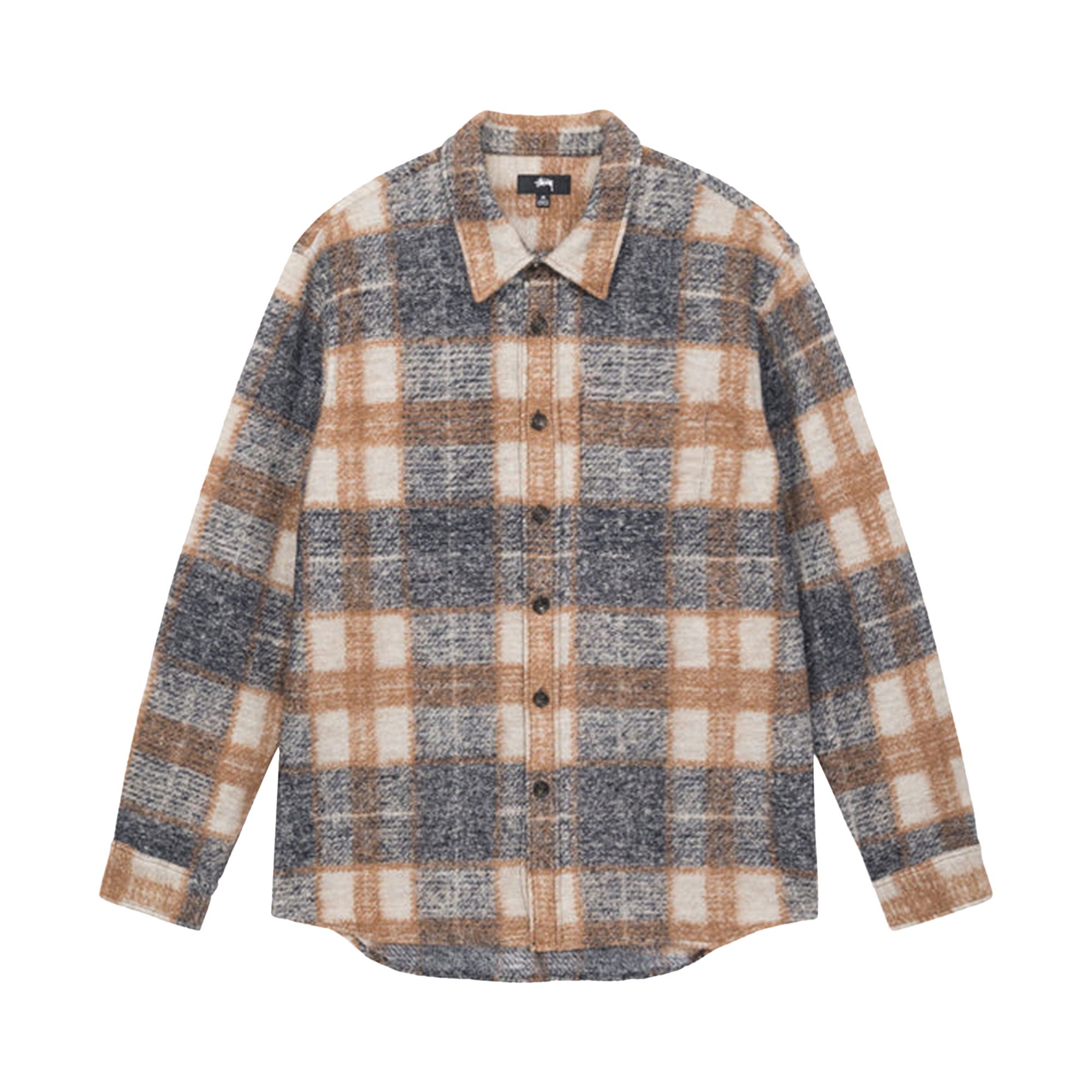 Stussy Plaid Knit Shirt 'Navy' | Blue | Men's Size 2XL