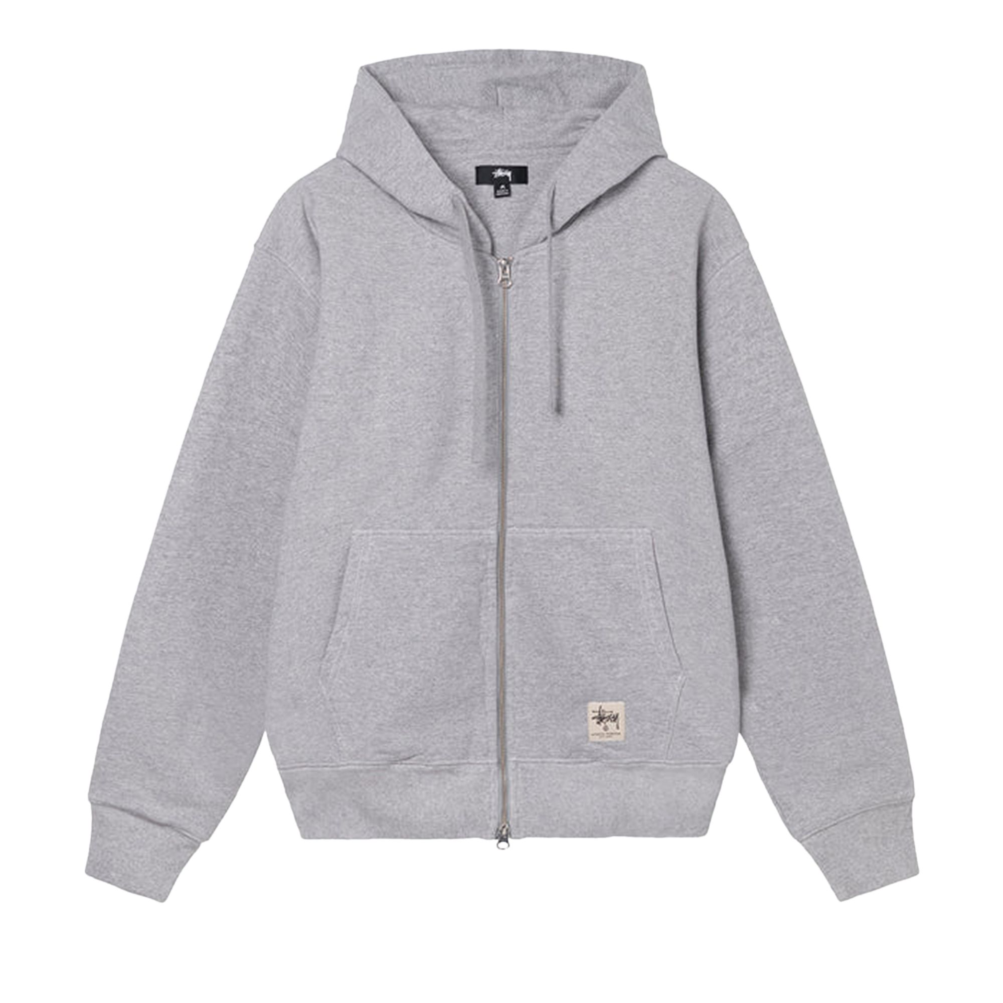 Stussy Double Face Label Zip Hoodie 'Grey Heather' | Men's Size M