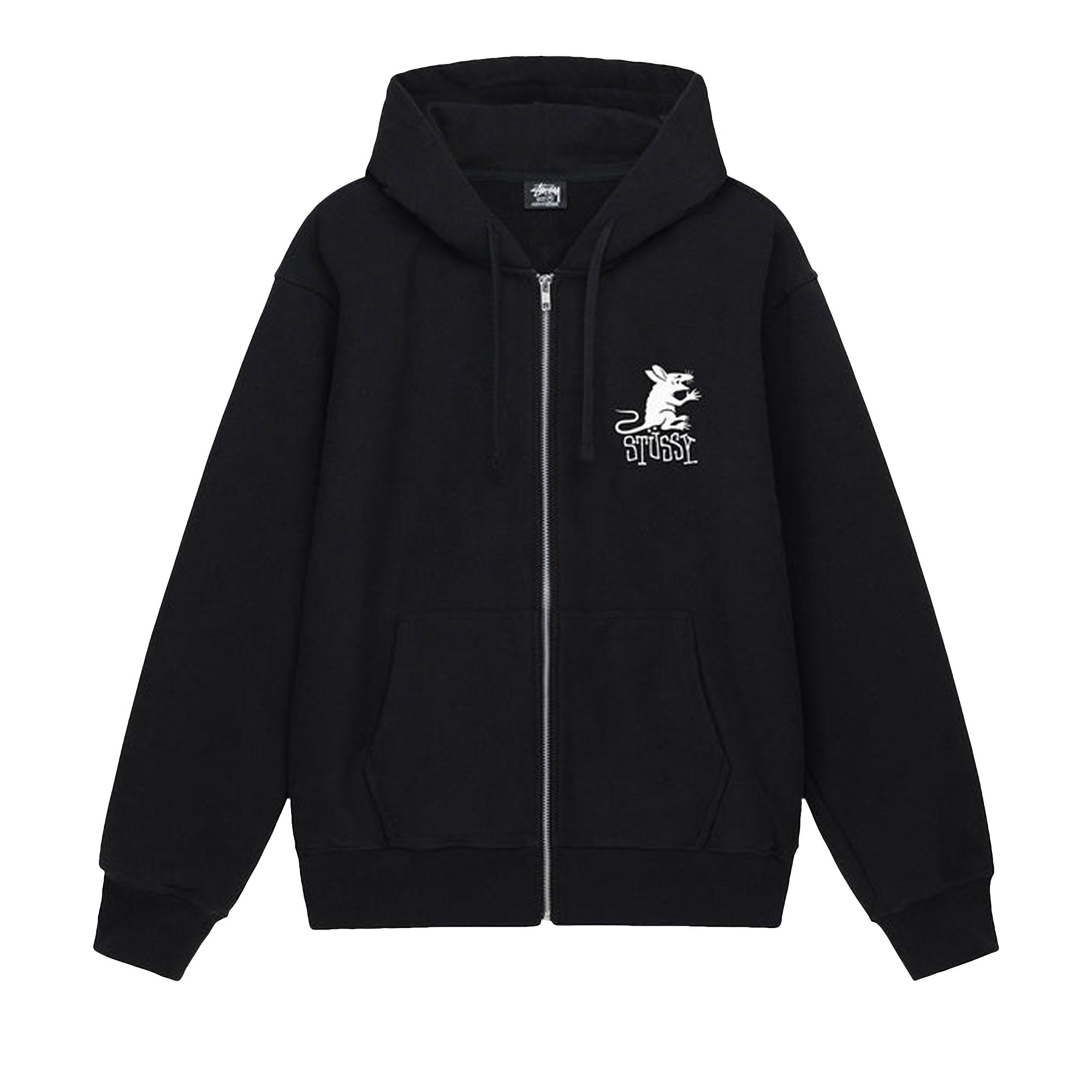 Pre-owned Stussy Rat Zip Hoodie 'black'