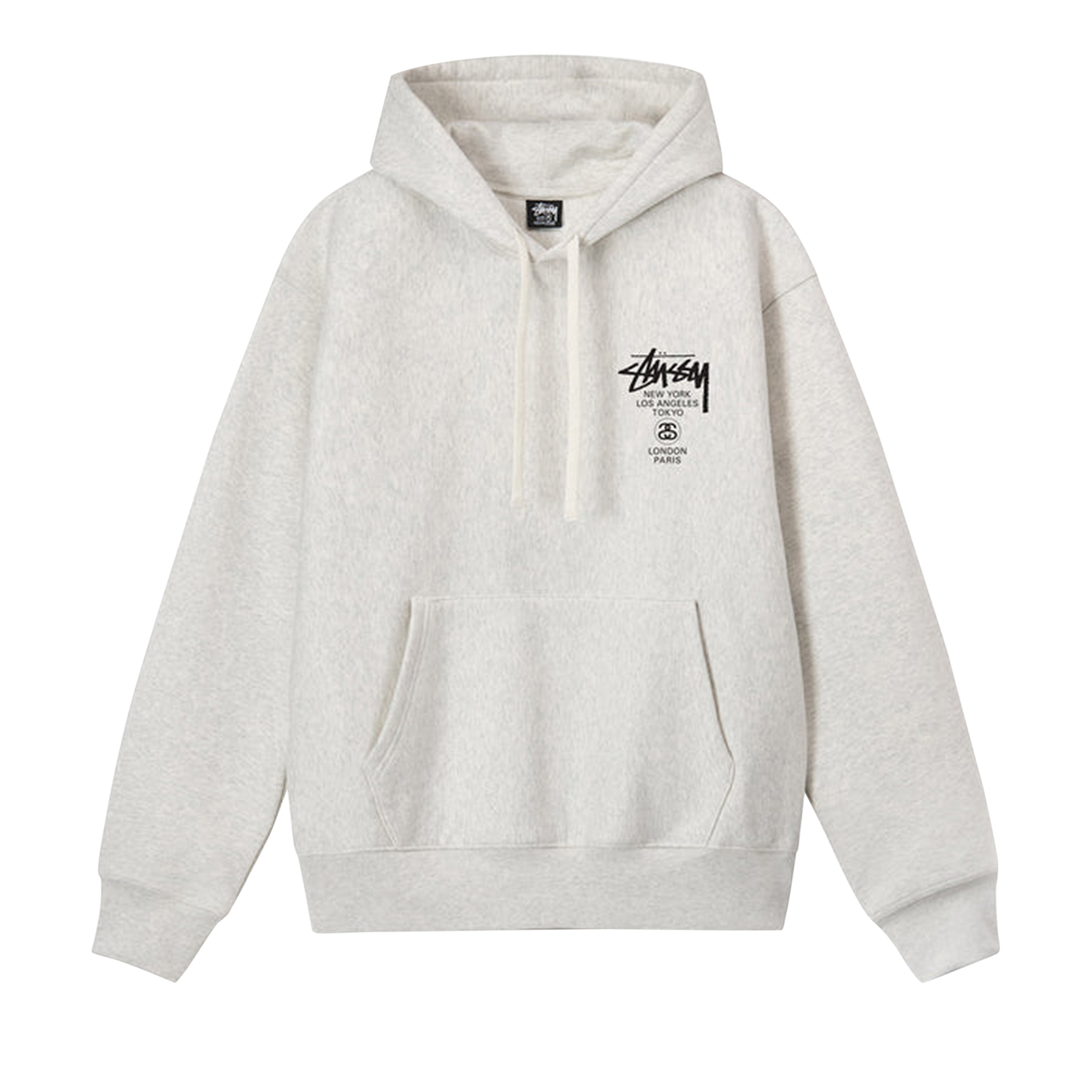 Pre-owned Stussy World Tour Hoodie 'ash Heather' In Grey
