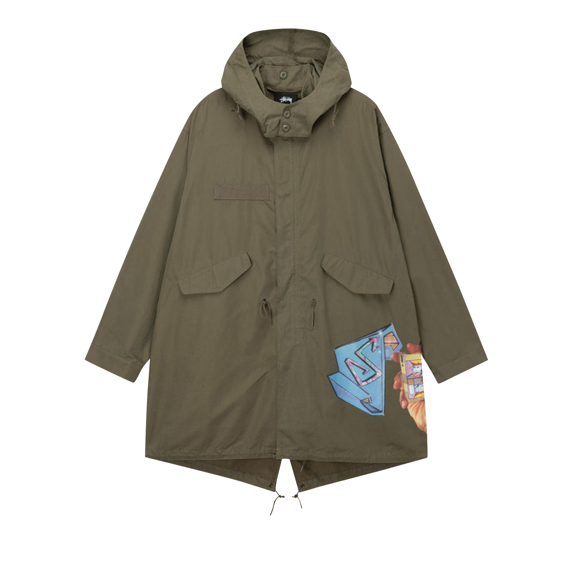 Pre-owned Stussy Goldie Fishtail Parka 'olive' In Green