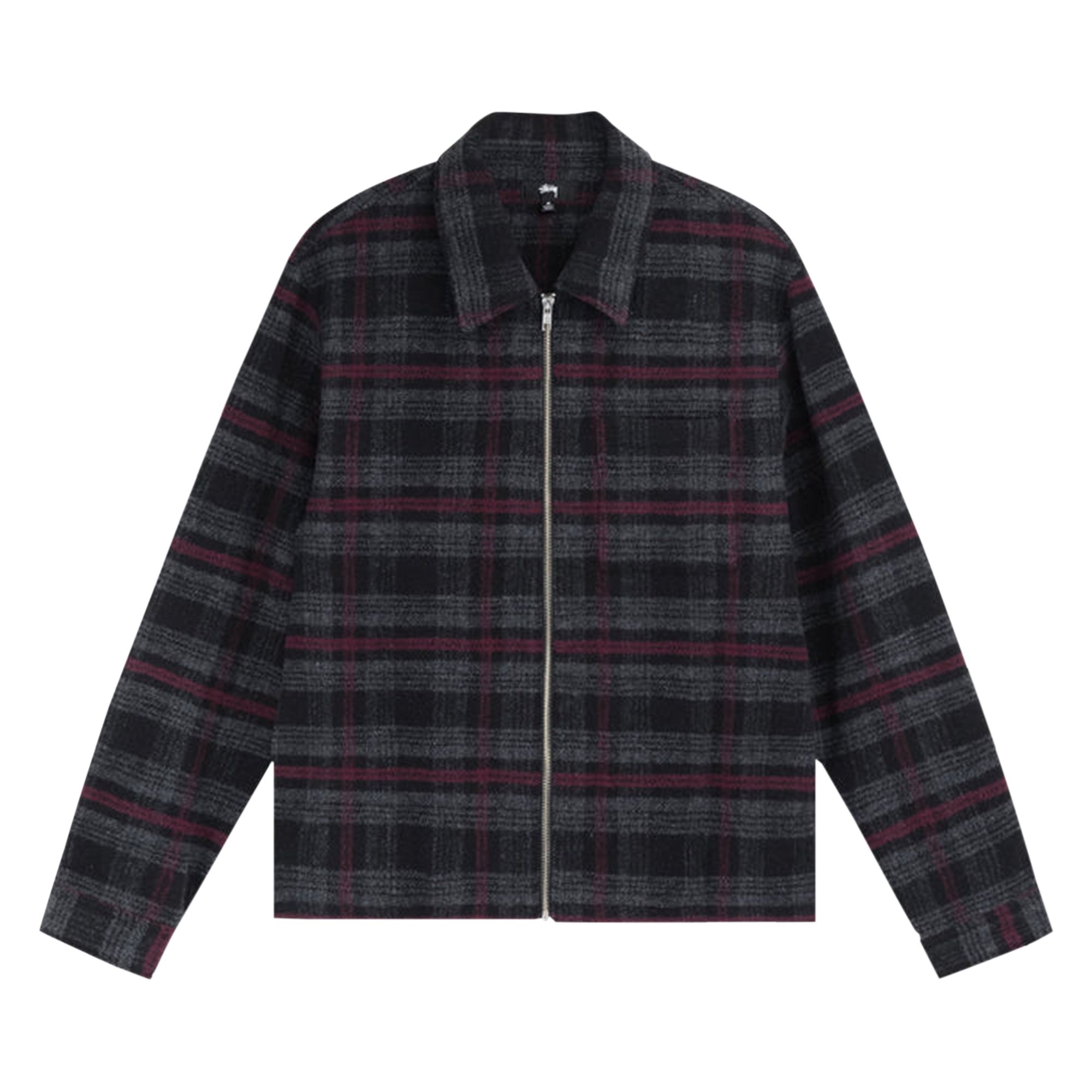 Stussy Reed Wool Plaid Zip Shirt 'Black' | Men's Size M