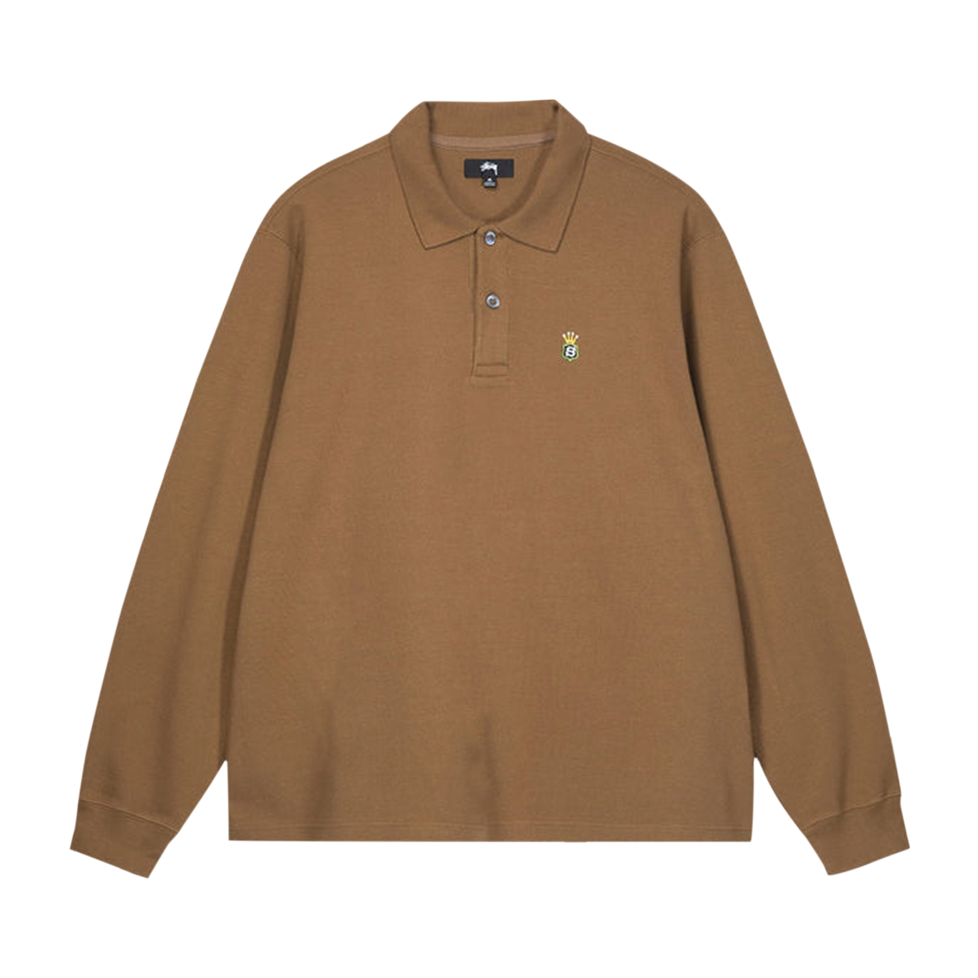 Pre-owned Stussy Long-sleeve Rib Polo 'light Brown'