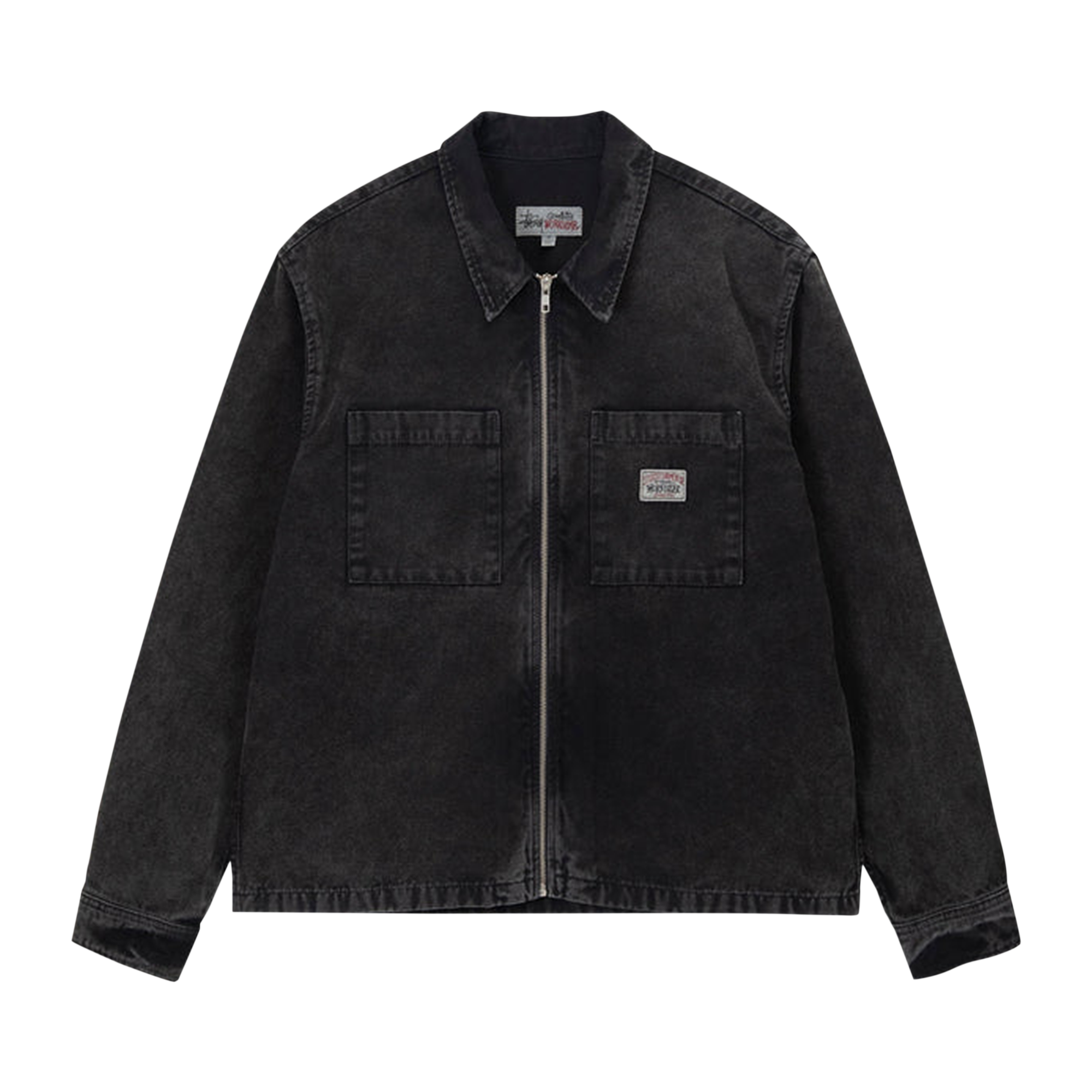 Pre-owned Stussy Washed Canvas Zip Shirt 'black'
