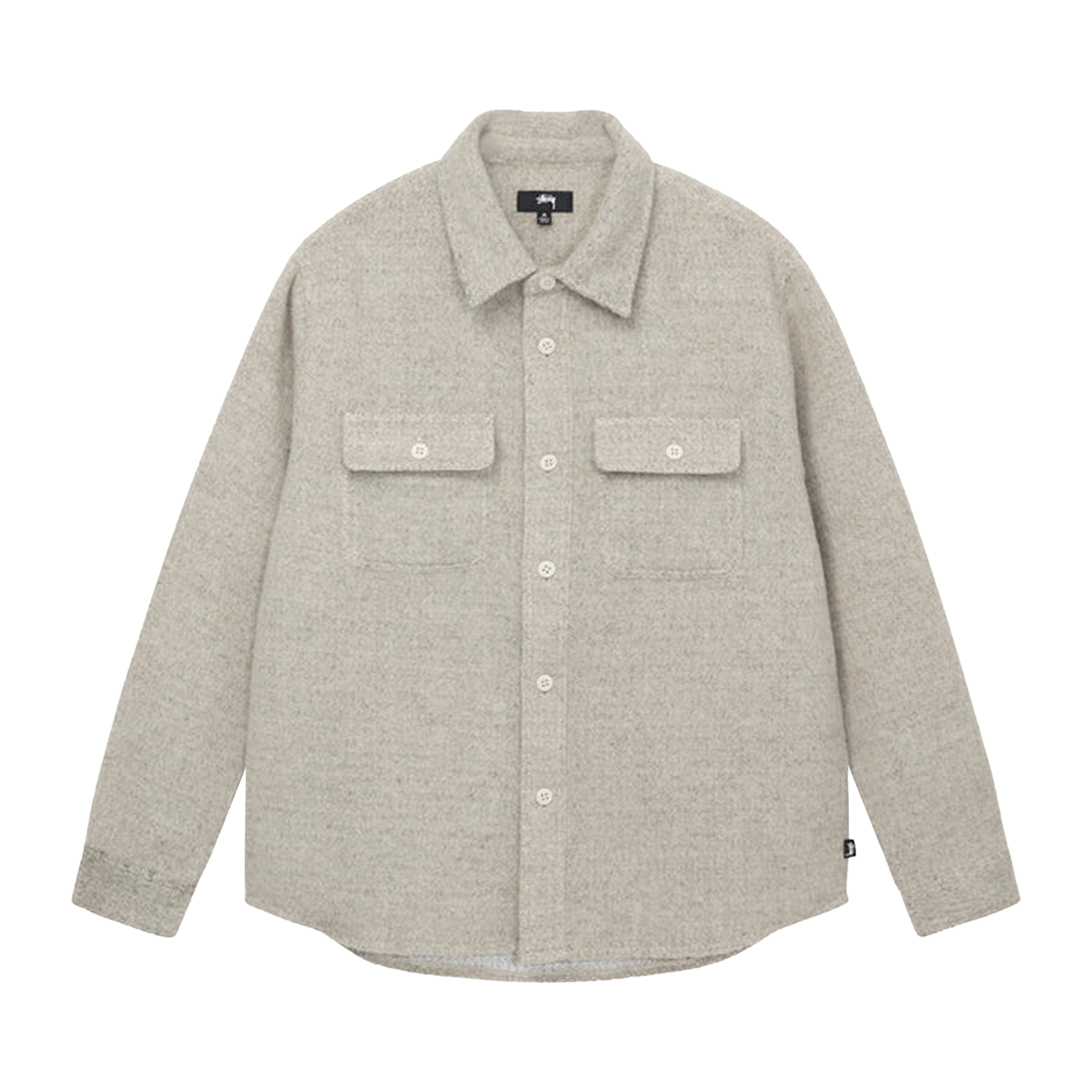 Pre-owned Stussy Speckled Wool Cpo Shirt 'bone' In Grey