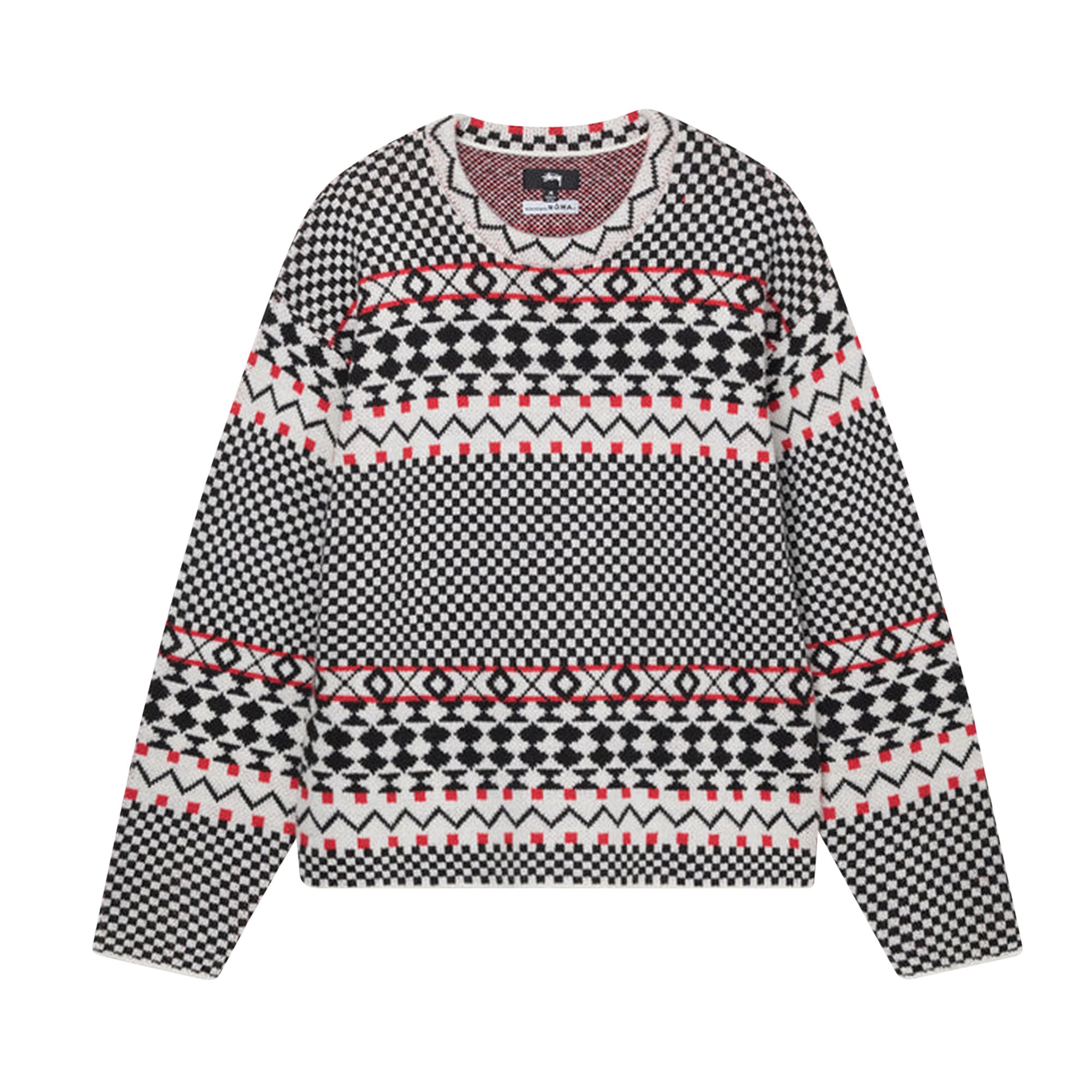 Stussy Jacquard Knit Crew 'Black' | Men's Size XL