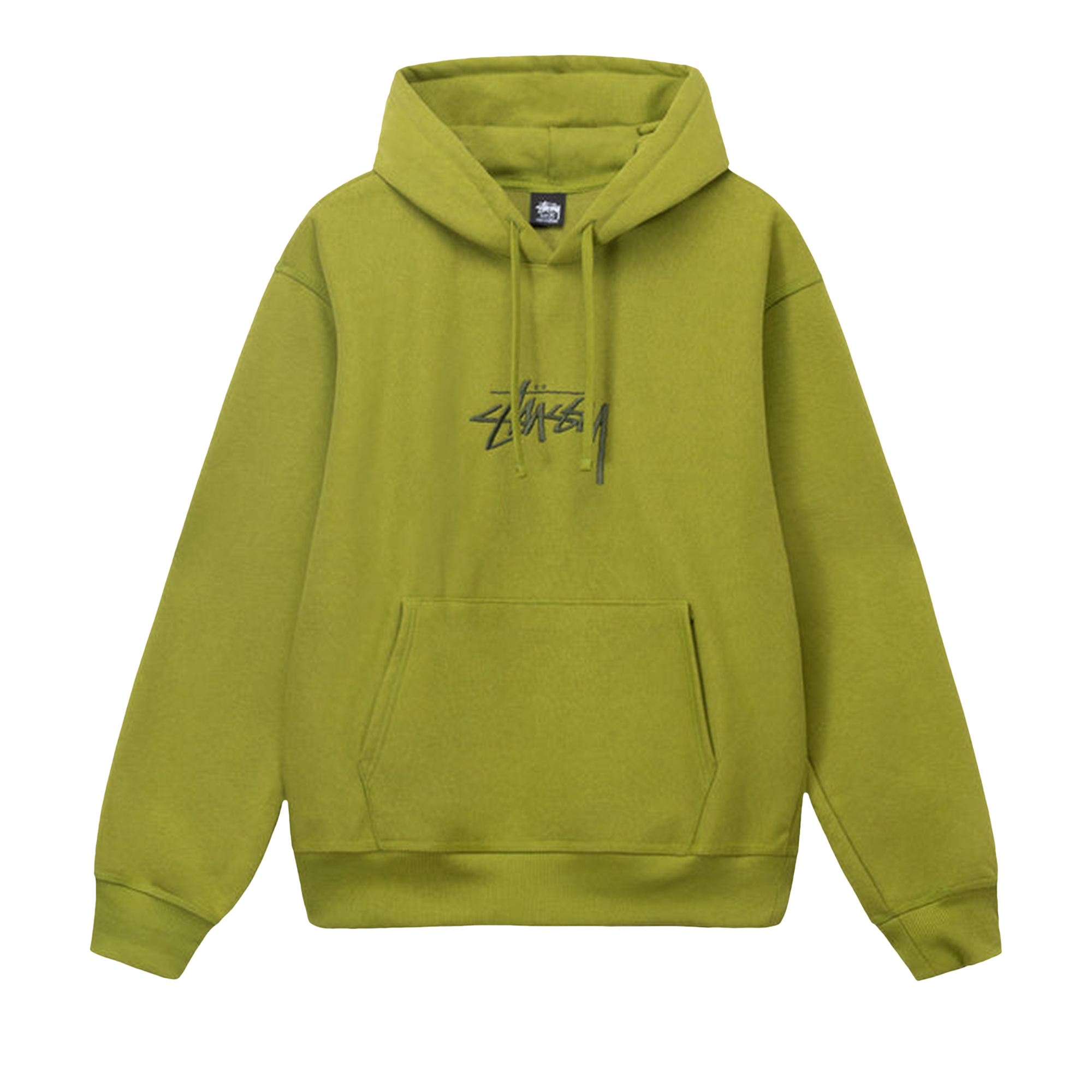 Pre-owned Stussy Stock Logo Appliqué Hoodie 'moss' In Green