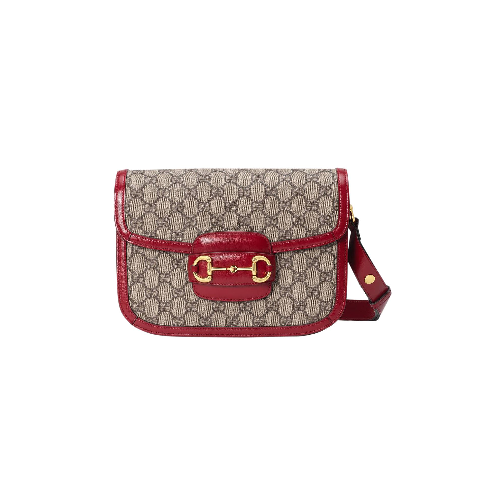 Pre-owned Gucci 1995 Horsebit Shoulder Bag 'beige/new Cherry Red' | Tan | Women's Size Onesize In Brown