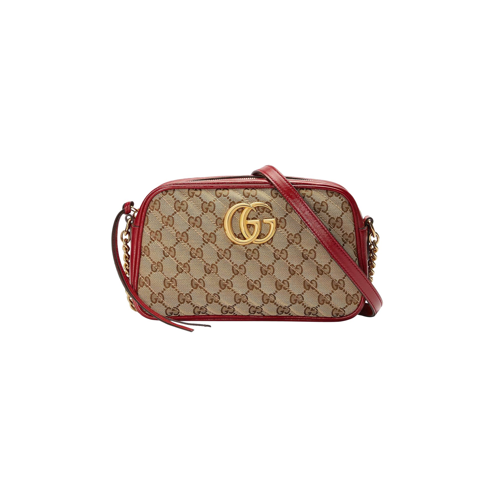 Pre-owned Gucci Gg Marmont Small Shoulder Bag 'beige/new Cherry Red' In Tan