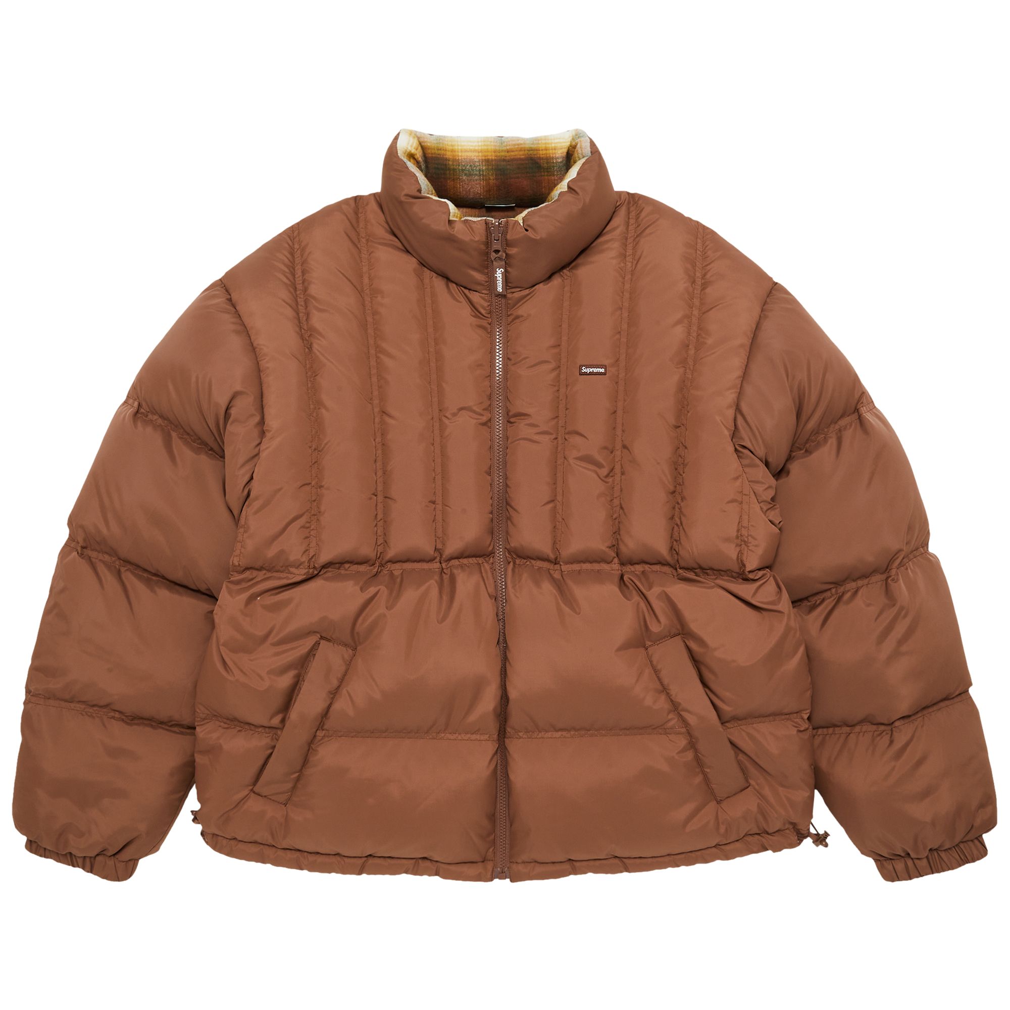 Supreme Flannel Reversible Puffer Jacket 'Brown' | Men's Size XL