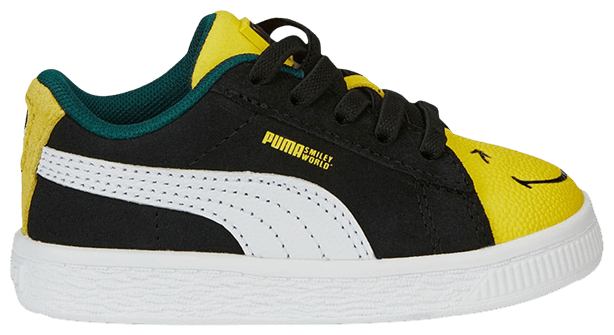 SmileyWorld x Puma Suede Infant Black Vibrant Yellow