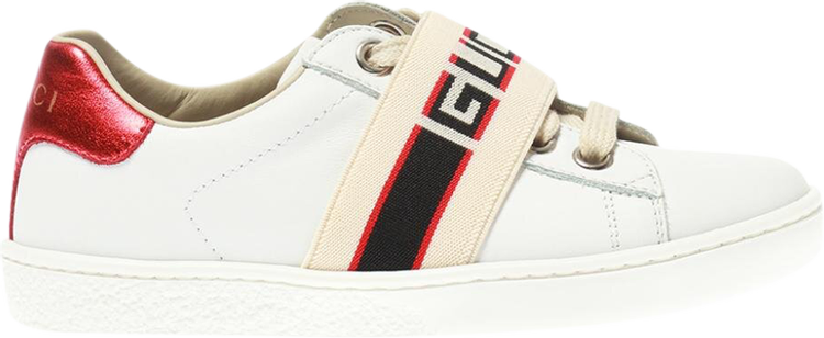 Gucci Ace Stripe Leather Kids 'White Red Black'