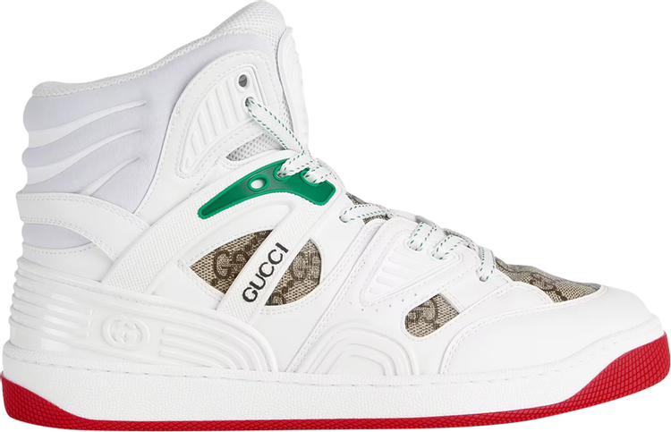 Gucci Wmns Basket Sneaker High 'White Demetra Red'