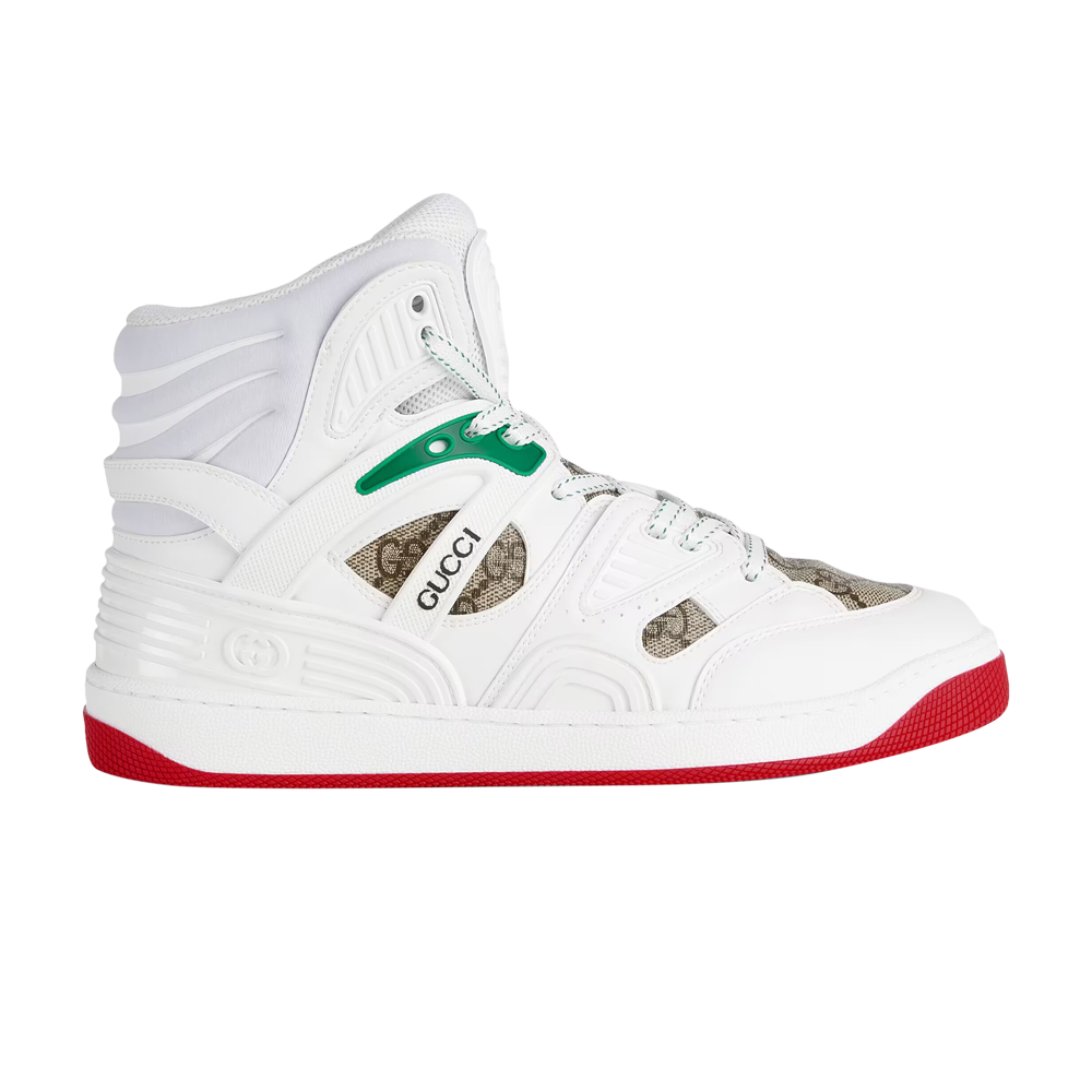 Pre-owned Gucci Wmns Basket Sneaker High 'white Demetra Red'