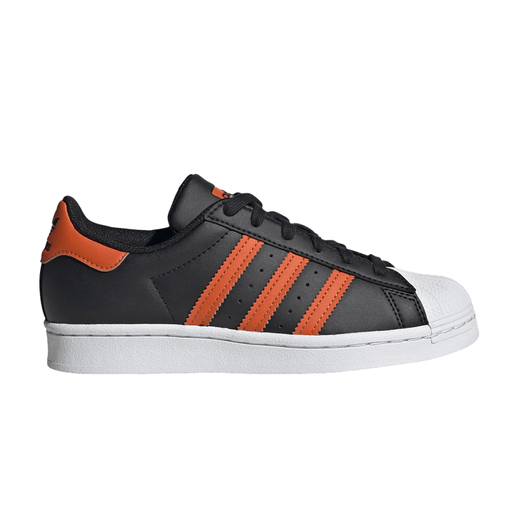 Adidas superstar black orange top