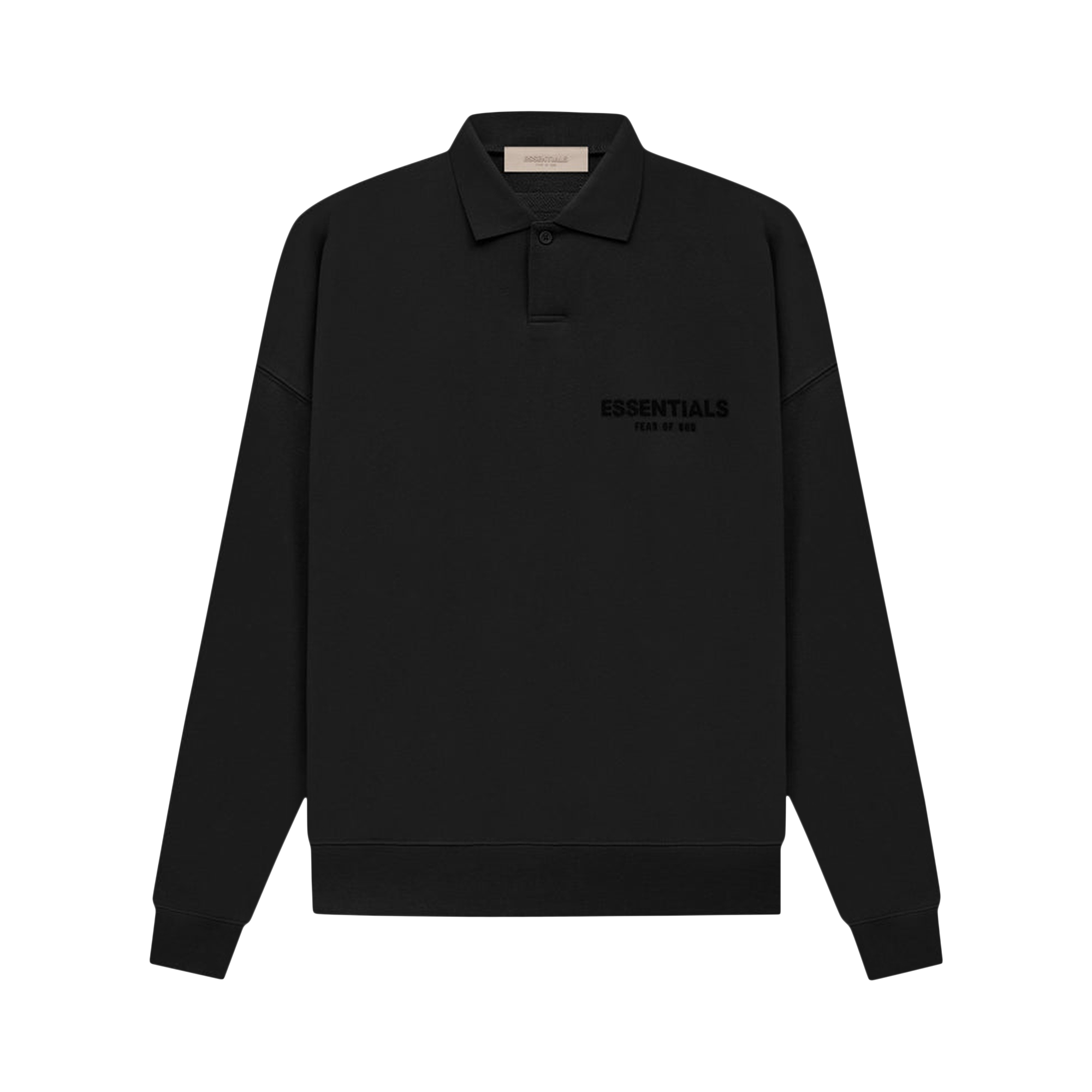Pre-owned Essentials Fear Of God  Long-sleeve Polo 'stretch Limo' In Black