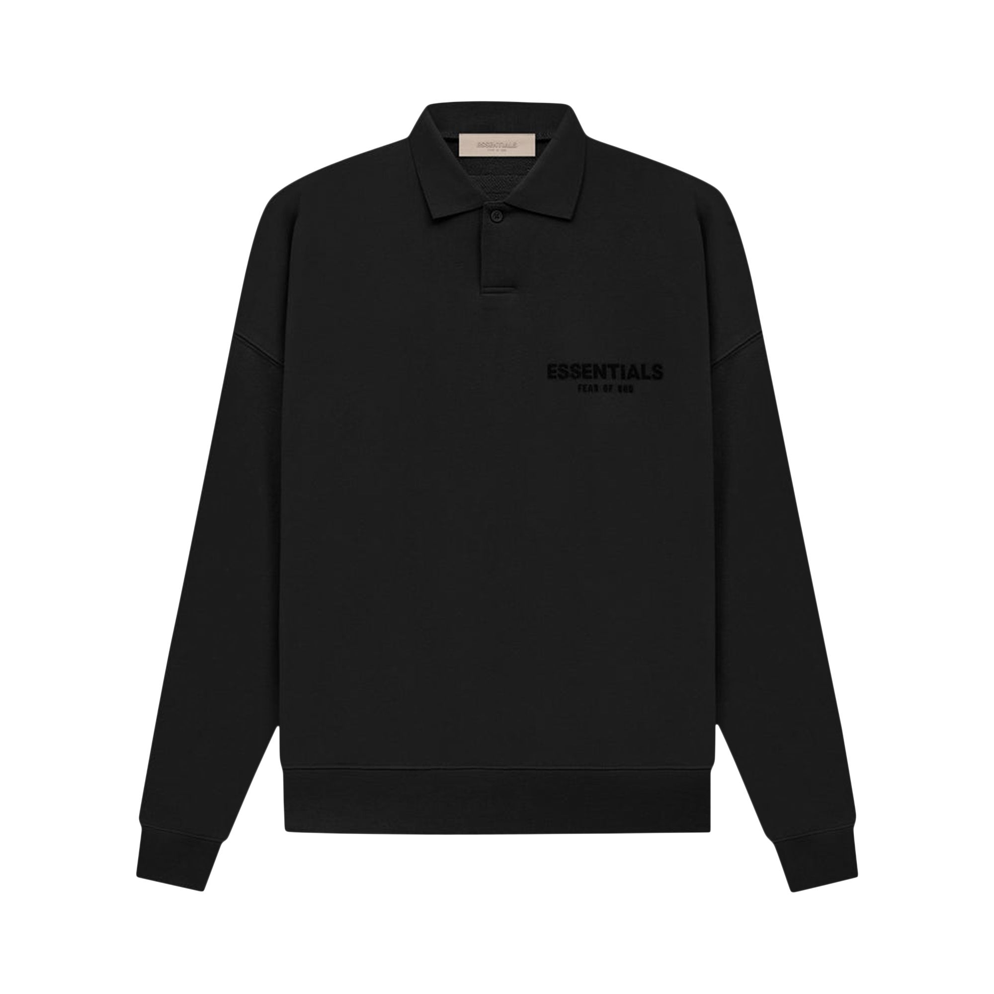 Pre-owned Essentials Fear Of God Long-sleeve Polo 'stretch Limo' In Black