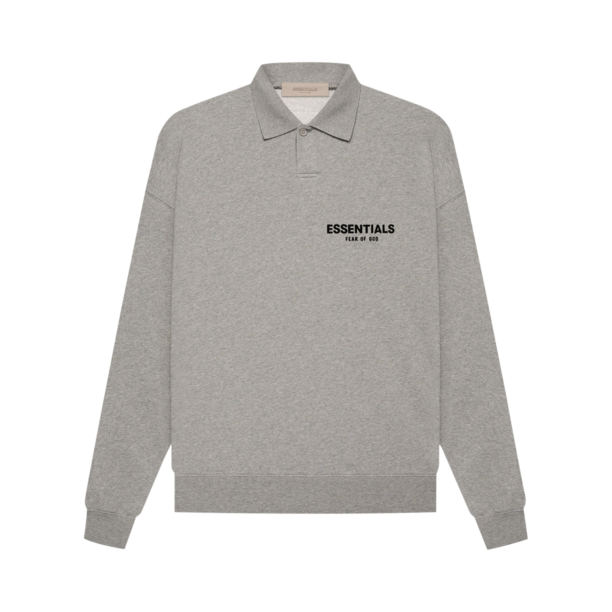 Pre-owned Essentials Fear Of God  Long-sleeve Polo 'dark Oatmeal' In Grey