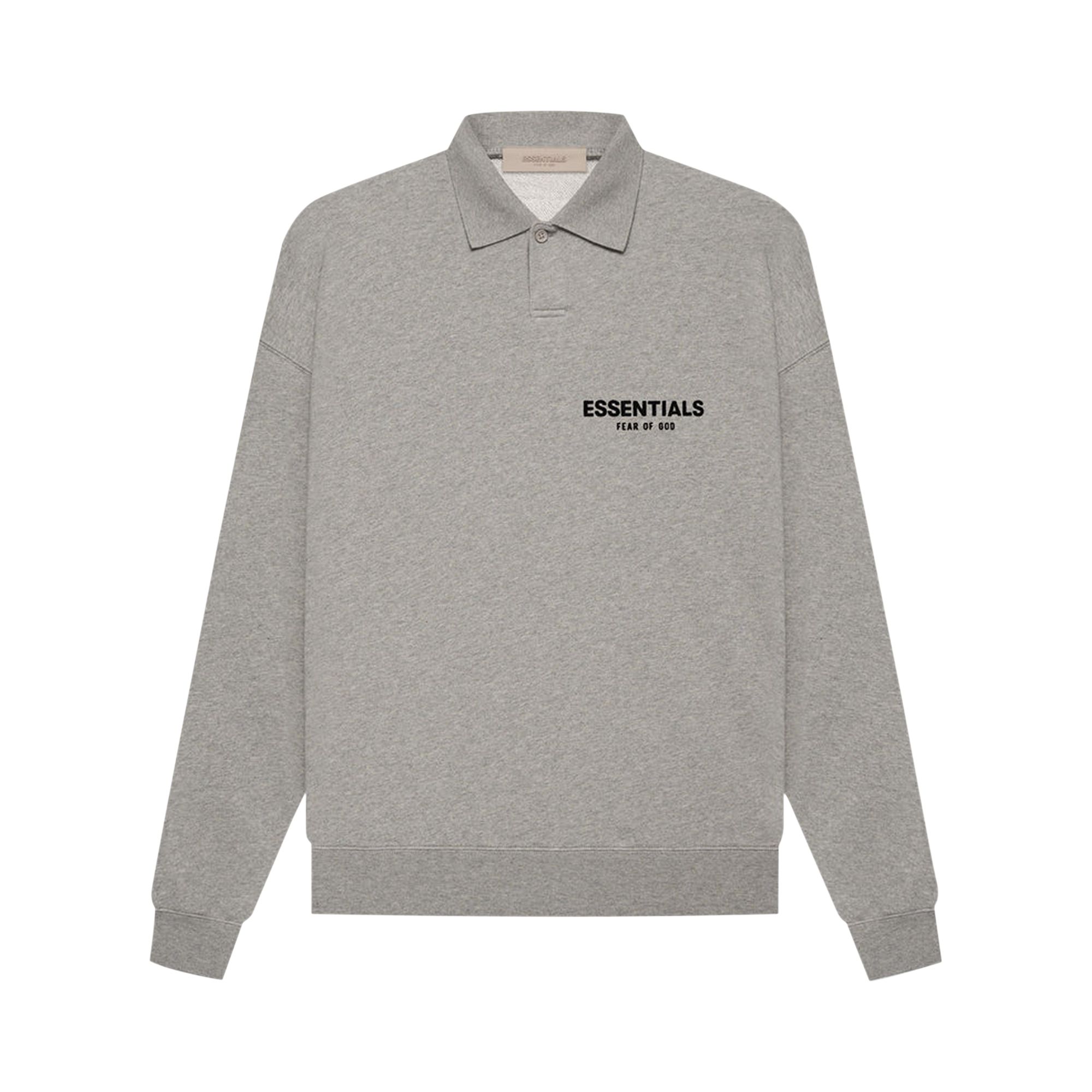 Pre-owned Essentials Fear Of God Long-sleeve Polo 'dark Oatmeal' In Grey