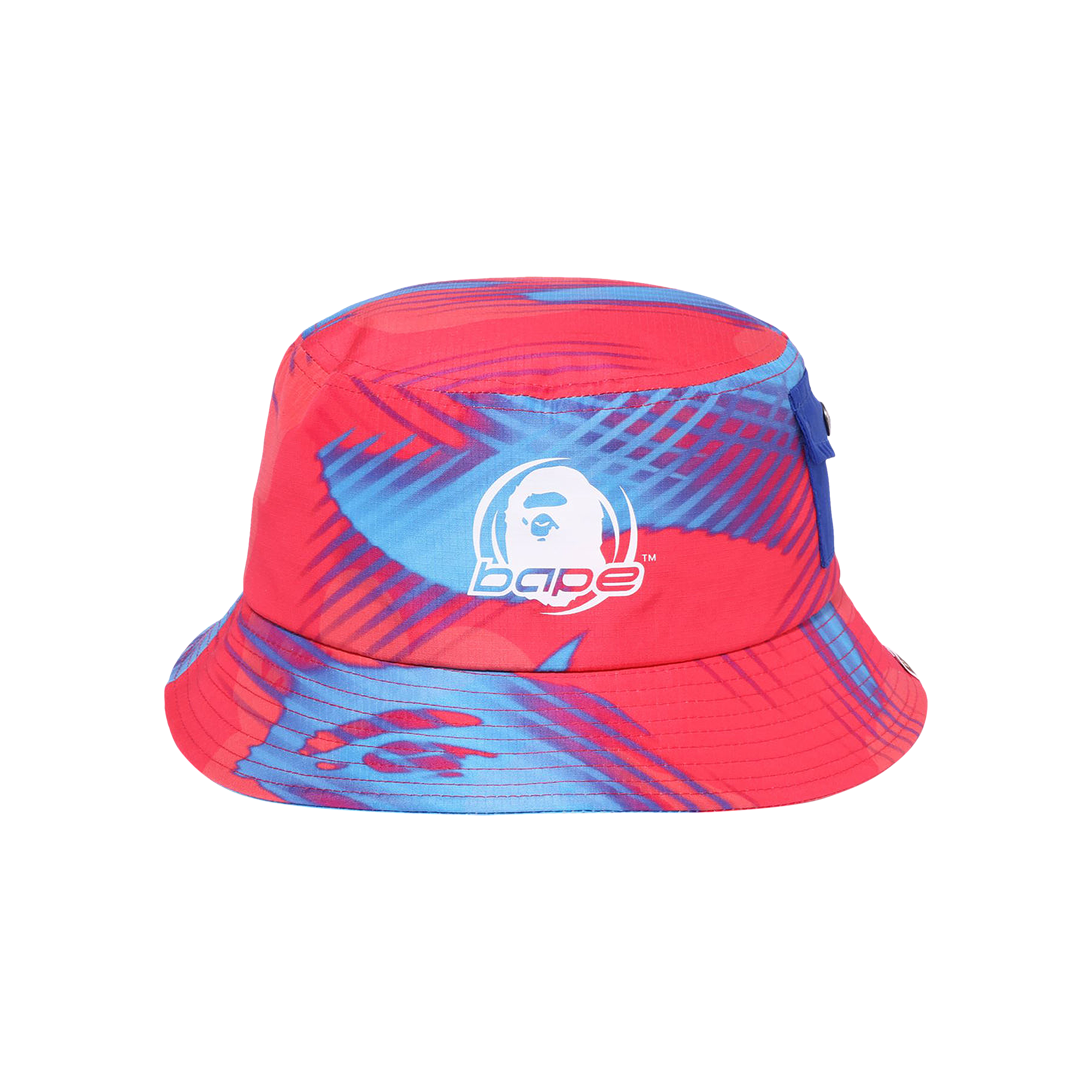 Pre-owned Bape Stroke Camo Pocket Bucket Hat 'red'