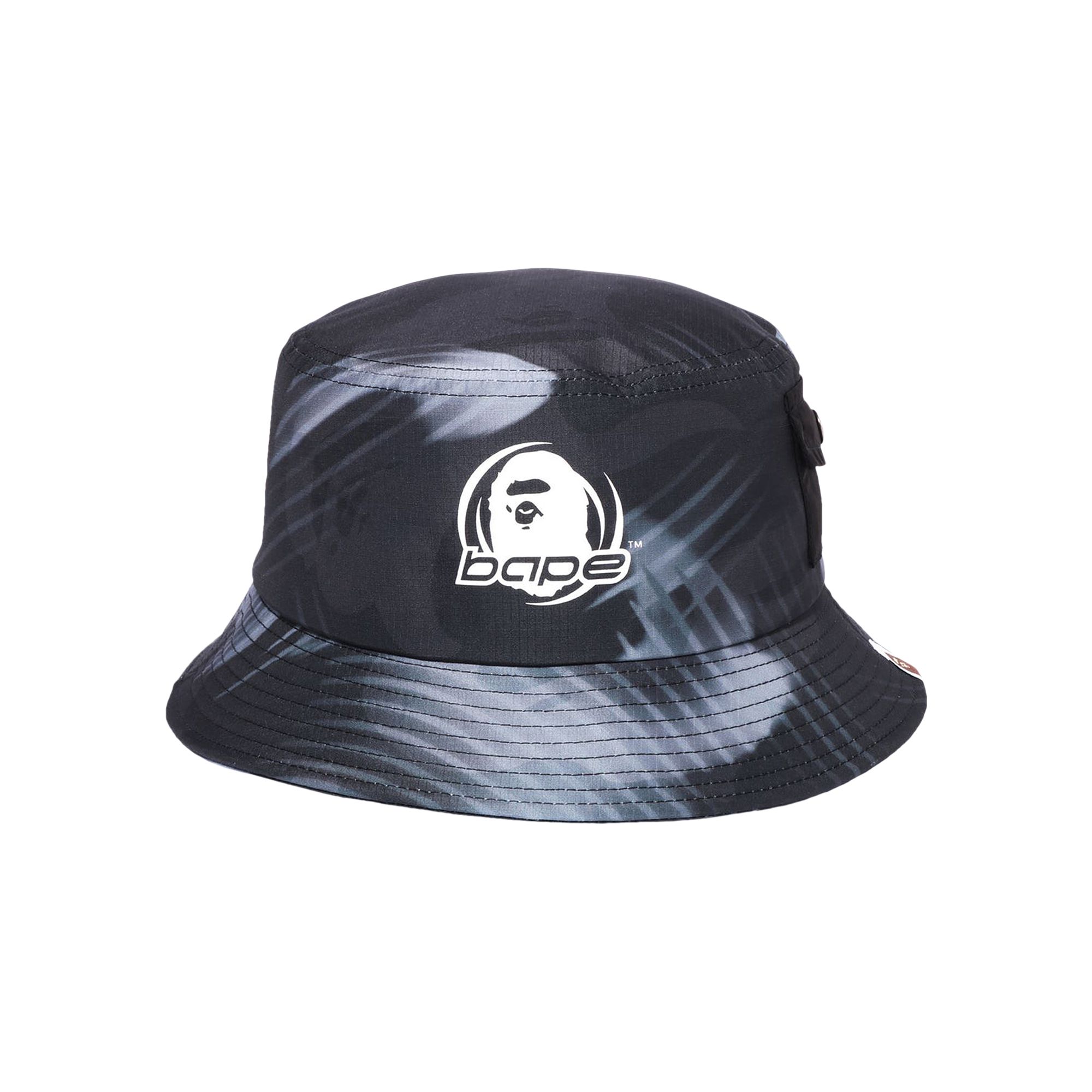 Pre-owned Bape Stroke Camo Pocket Bucket Hat 'black'