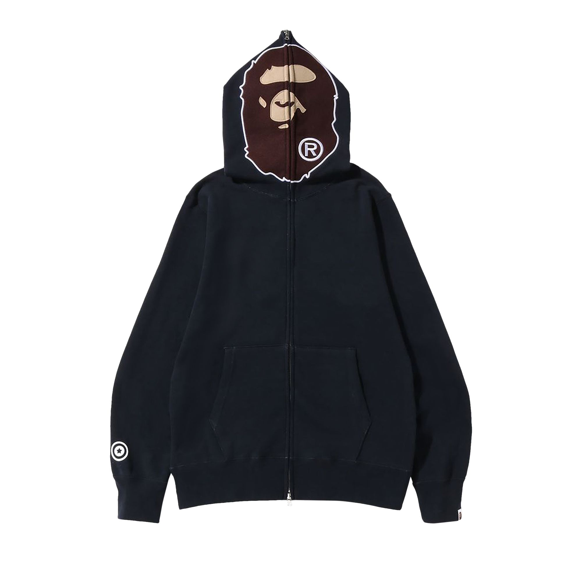 Pre-owned Bape Overdye 2nd Ape Full Zip Hoodie 'black' | Men's Size Xxl