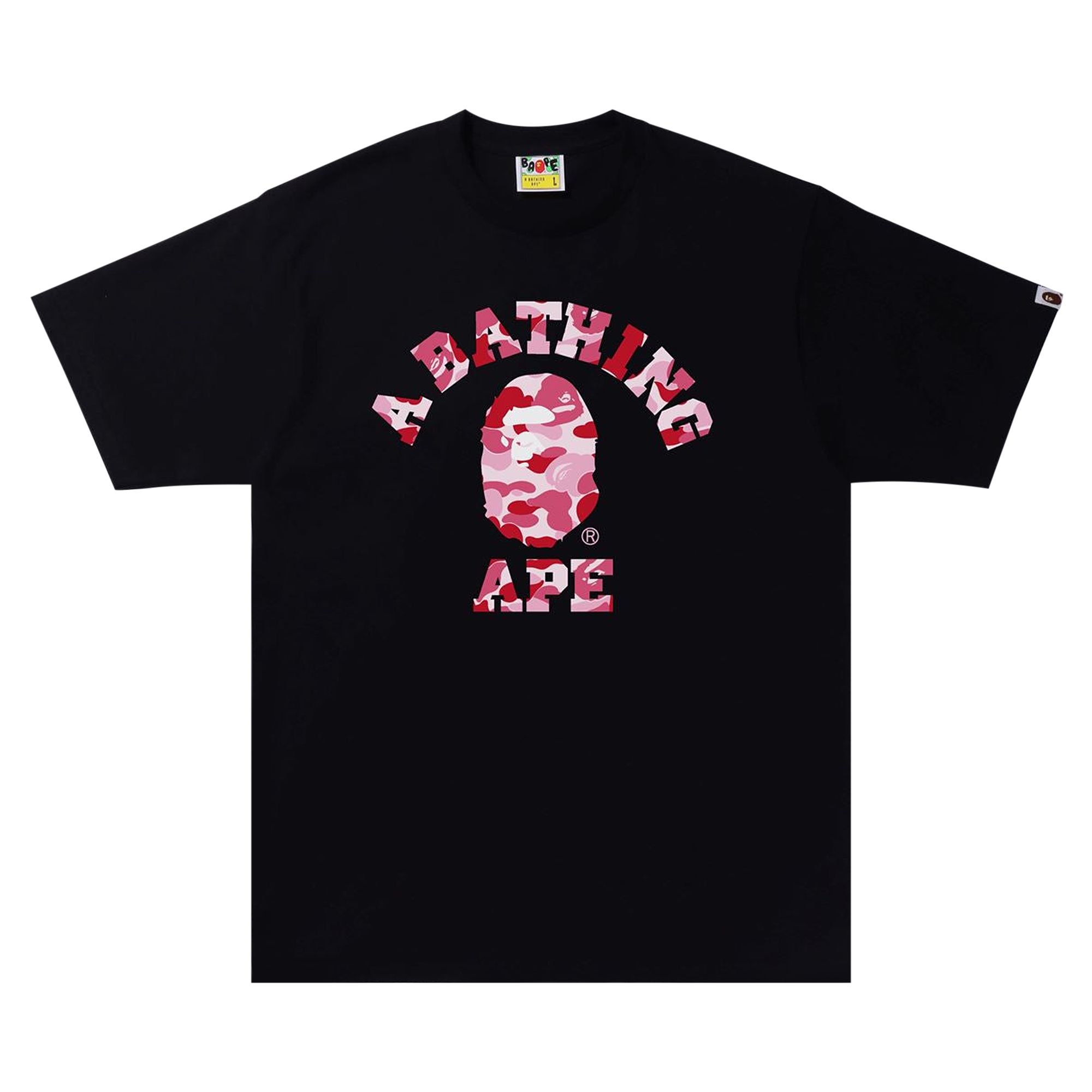 Pre-owned Bape Abc Camo College Tee 'black/pink'